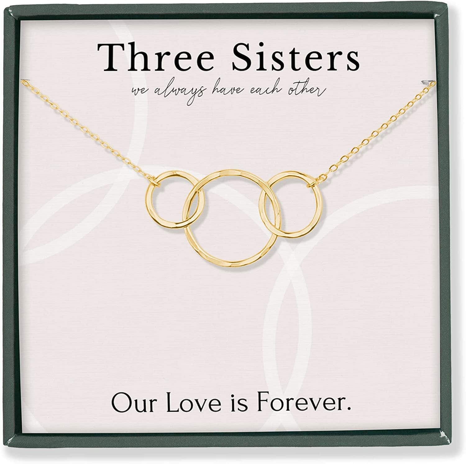 Sisters Necklace for 2 3 4 5 Sister Birthday Gift from Sister Jewelry Big Little Sister Circles Ring Necklace Sterling Silver 14k Gold Vermeil / g. 3 Sisters 3 Rings (SIS20)