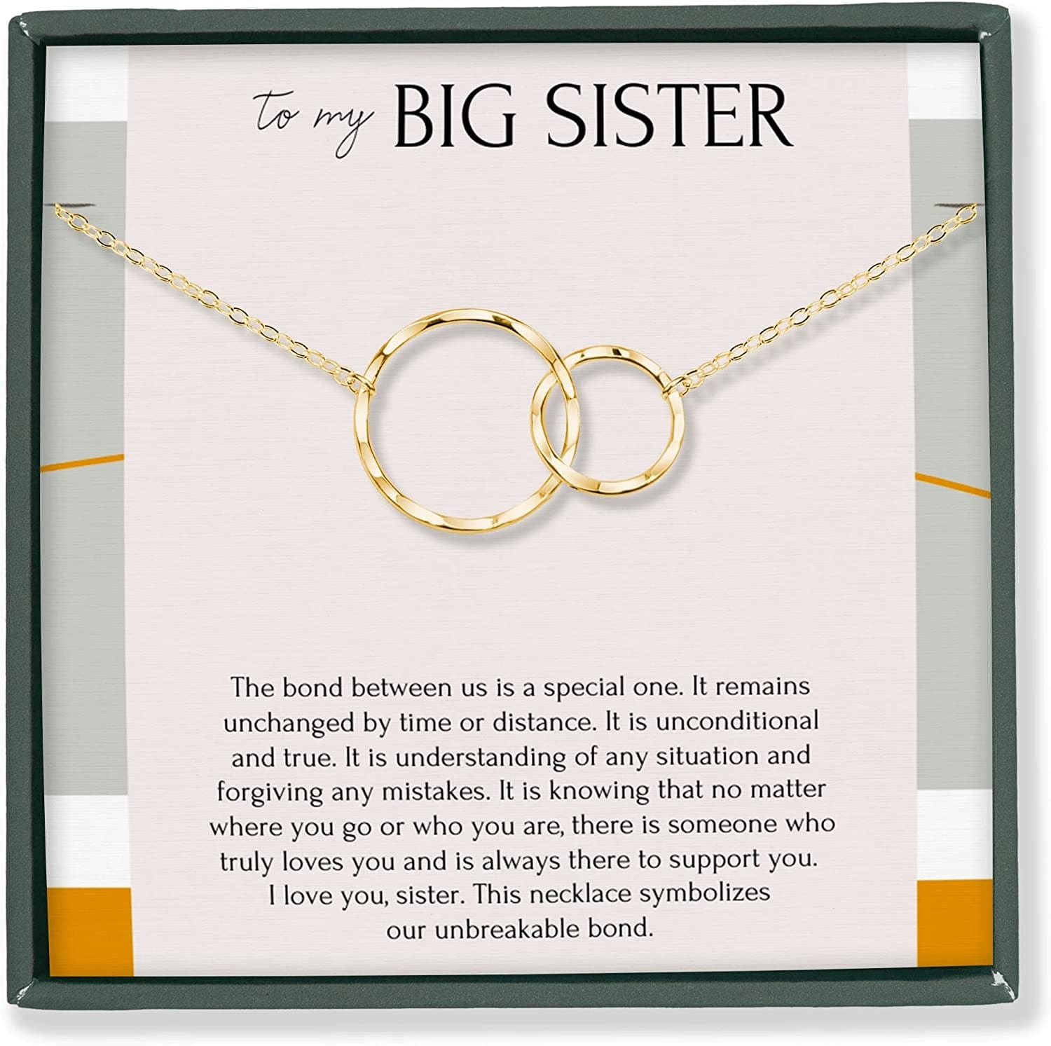 Sisters Necklace for 2 3 4 5 Sister Birthday Gift from Sister Jewelry Big Little Sister Circles Ring Necklace Sterling Silver 14k Gold Vermeil / a. Big Sister