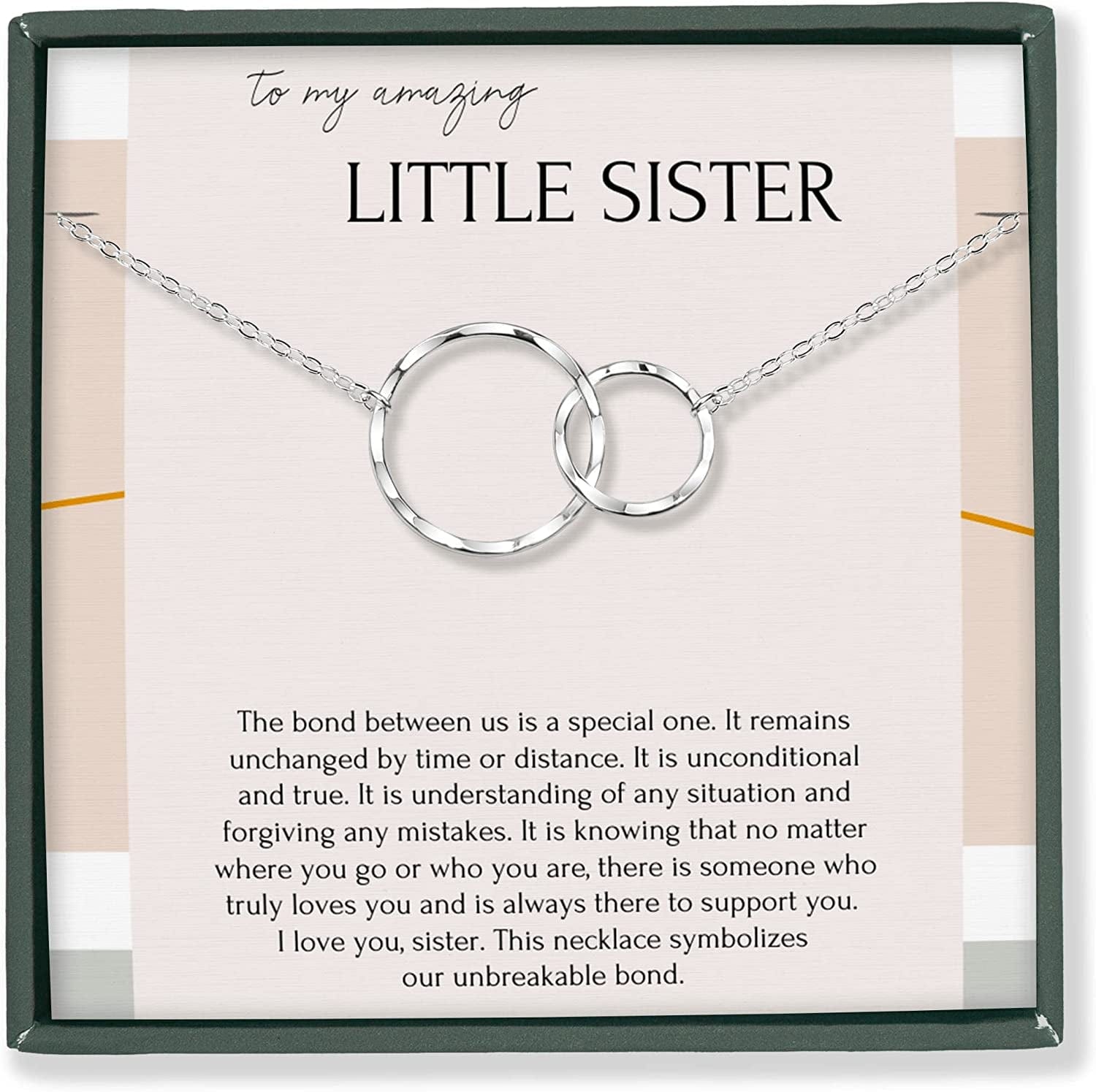 Sisters Necklace for 2 3 4 5 Sister Birthday Gift from Sister Jewelry Big Little Sister Circles Ring Necklace Sterling Silver Sterling Silver / b. Little Sister