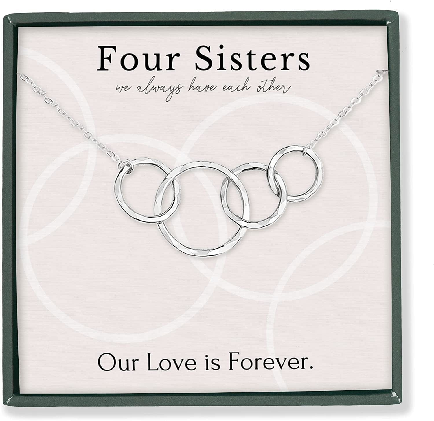Sisters Necklace for 2 3 4 5 Sister Birthday Gift from Sister Jewelry Big Little Sister Circles Ring Necklace Sterling Silver Sterling Silver / h. 4 Sisters 4 Rings