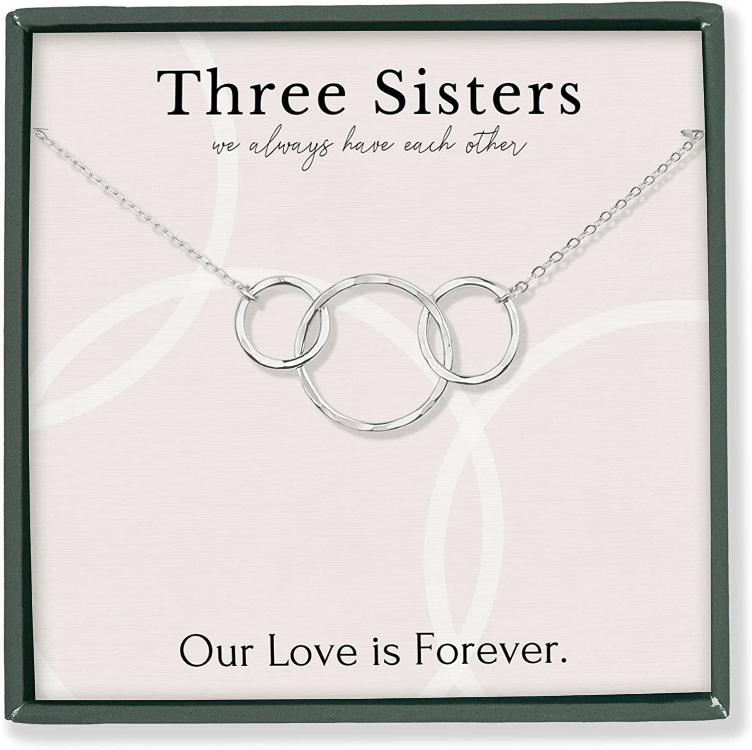 Sisters Necklace for 2 3 4 5 Sister Birthday Gift from Sister Jewelry Big Little Sister Circles Ring Necklace Sterling Silver Sterling Silver / g. 3 Sisters 3 Rings (SIS20)