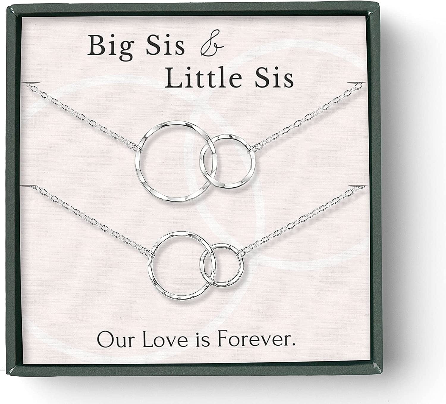 Sisters Necklace for 2 3 4 5 Sister Birthday Gift from Sister Jewelry Big Little Sister Circles Ring Necklace Sterling Silver Sterling Silver / d. Big Sis LiL Sis Necklace set of 2 (FM21)