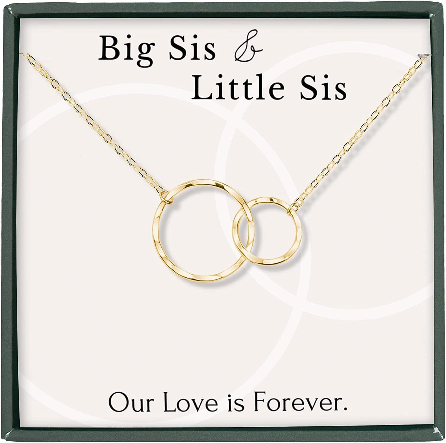 Sisters Necklace for 2 3 4 5 Sister Birthday Gift from Sister Jewelry Big Little Sister Circles Ring Necklace Sterling Silver 14k Gold Vermeil / c. Big Sis LiL Sis Necklace (FM21)