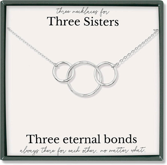 Sisters Necklace for 2 3 4 5 Sister Birthday Gift from Sister Jewelry Big Little Sister Circles Ring Necklace Sterling Silver Sterling Silver / f. 3 sisters 3 Rings (SIS10)