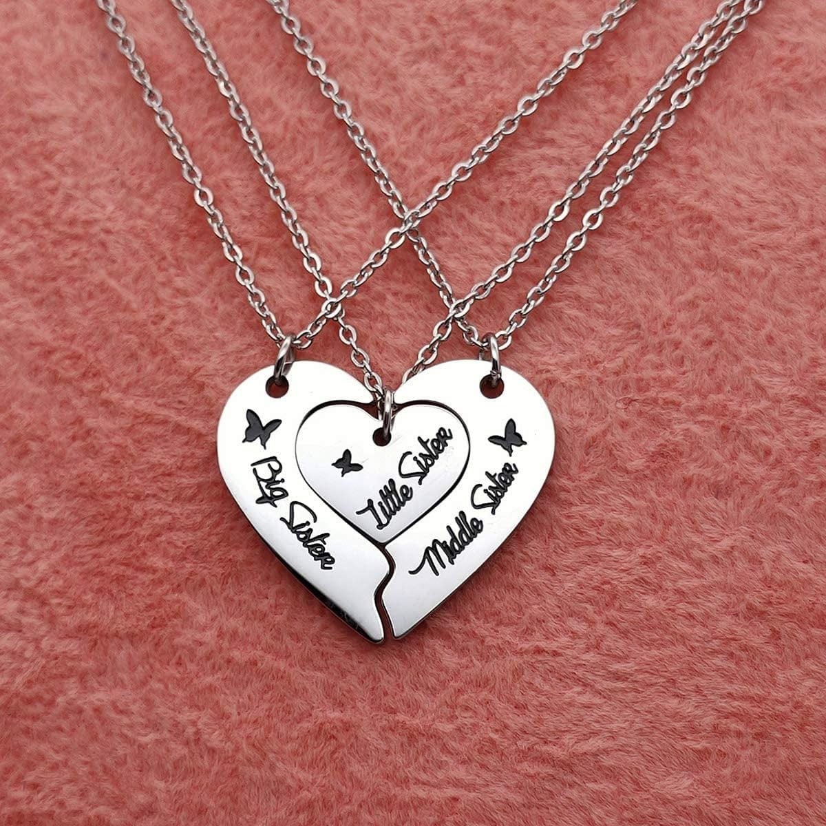 Sisters Necklace Set for 2 3 4,Big Sis Mid Sis Lil Sis Gifts Mom Charms & Pendants Necklace Jewelry Gift for Big Middle Little Sisters Friendship Gifts,Christmas Birthday Gift for Daughter Sister Best Friends.