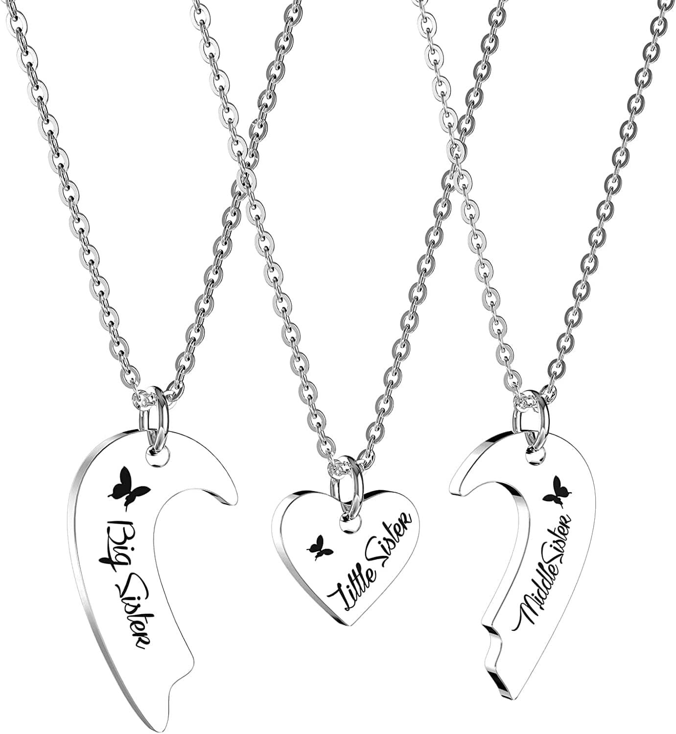 Sisters Necklace Set for 2 3 4,Big Sis Mid Sis Lil Sis Gifts Mom Charms & Pendants Necklace Jewelry Gift for Big Middle Little Sisters Friendship Gifts,Christmas Birthday Gift for Daughter Sister Best Friends. 1_3-big-middle-little sisters