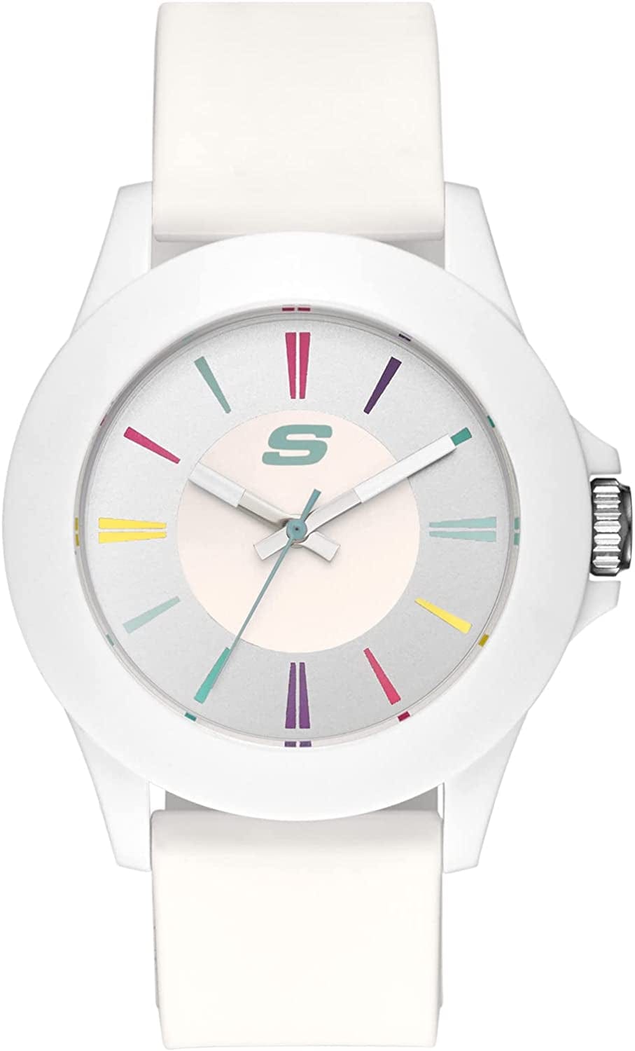 Skechers Women'S Rosencrans Mid Quartz Plastic and Silicone Casual Sports Watch White Multi