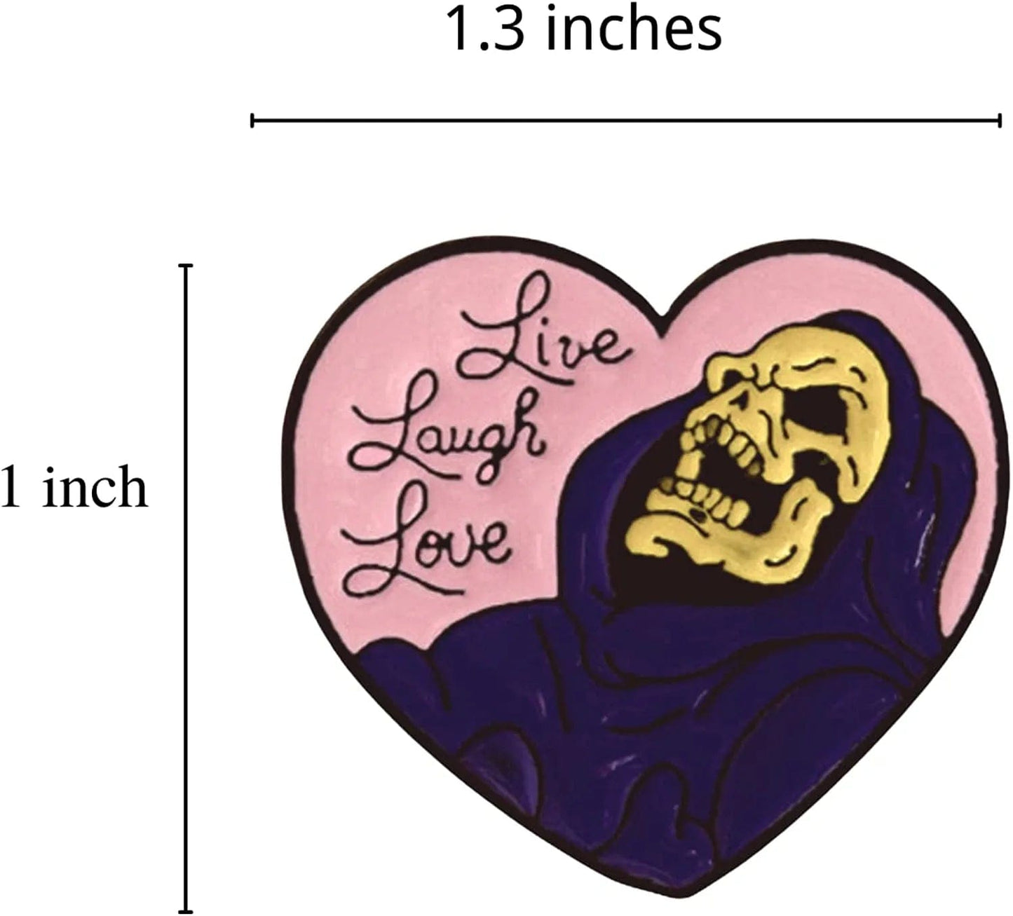 Skeleton Enamel Pins Live Laugh Love Skull Brooch Lapel Badge Pin
