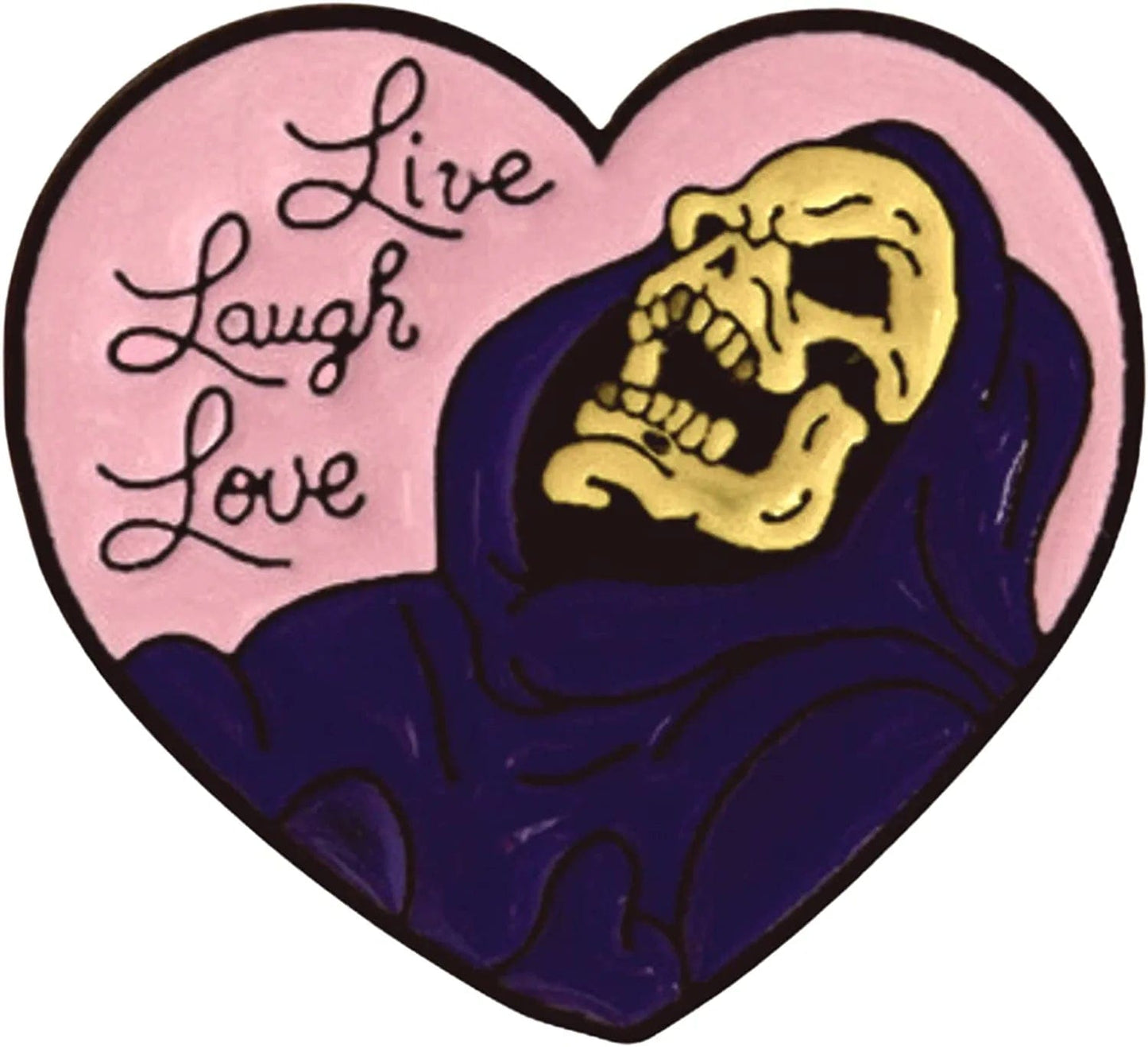 Skeleton Enamel Pins Live Laugh Love Skull Brooch Lapel Badge Pin LOVE LIVE 1 PCS