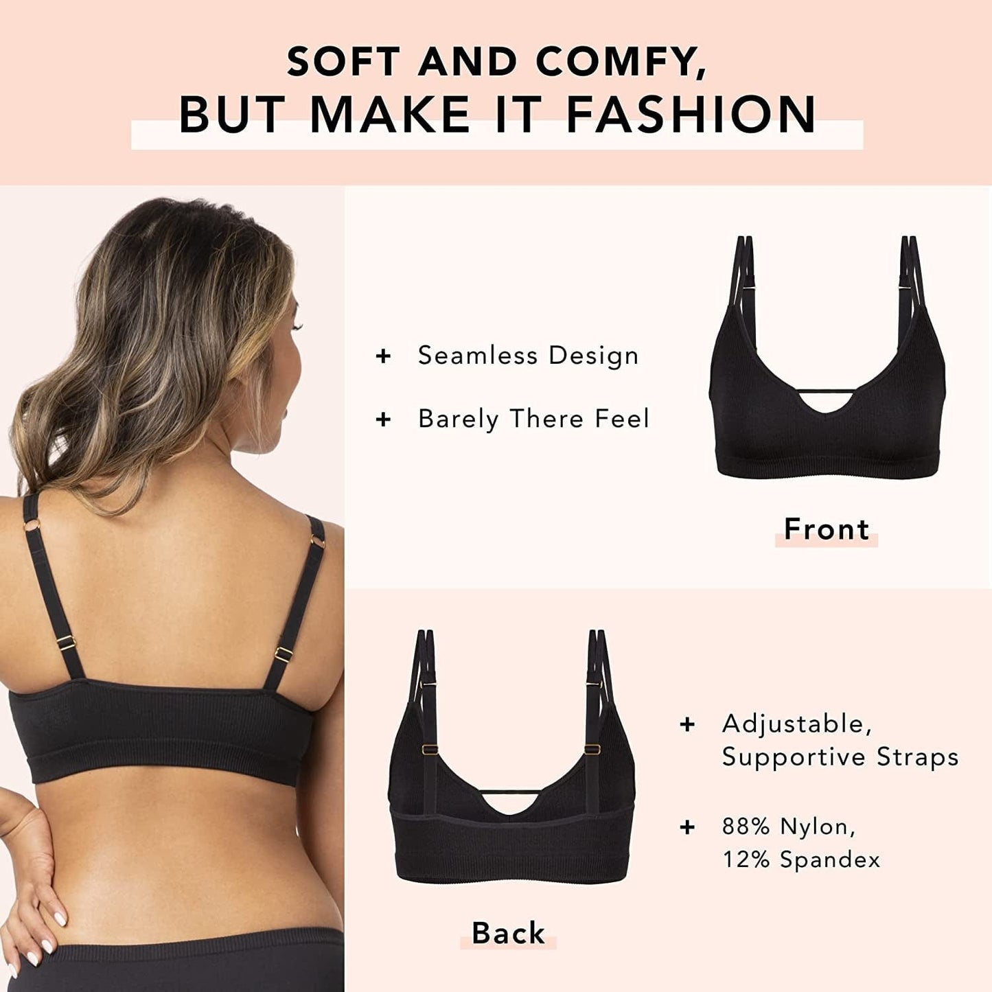 Skinny Strap Seamless Bralette, Ribbed Bralette and Thin Strap Bra. Strappy Bralettes for Women, Wireless Bras