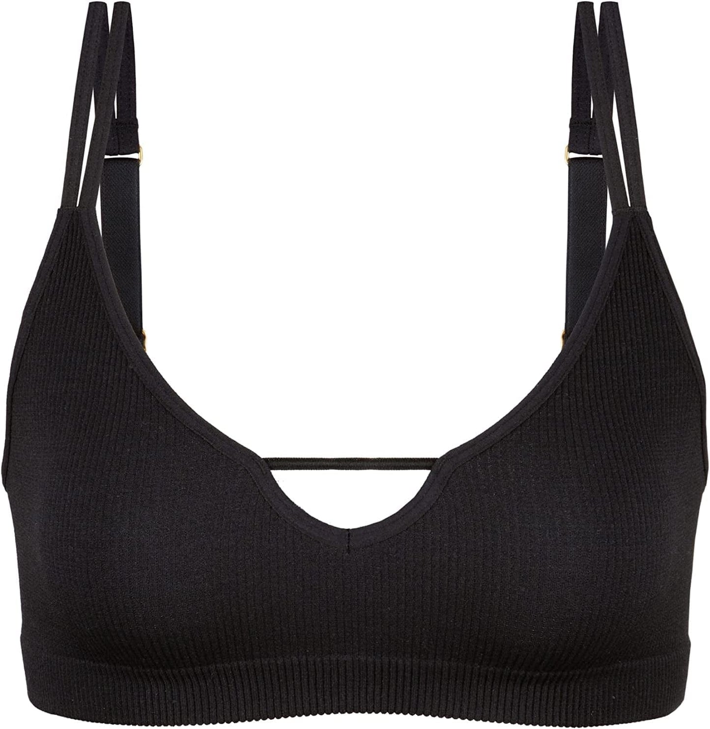 Skinny Strap Seamless Bralette, Ribbed Bralette and Thin Strap Bra. Strappy Bralettes for Women, Wireless Bras