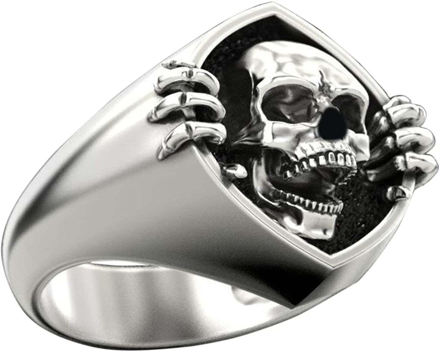 Skull Ring Vintage Men'S Finger Ring Geometric Ring Jewelry Women‘S Gothic Punk Hip Hop Biker Personalized Birthstone Engagement Wedding Bands Ring Fit Size 7-12 (A, 10) A / 12