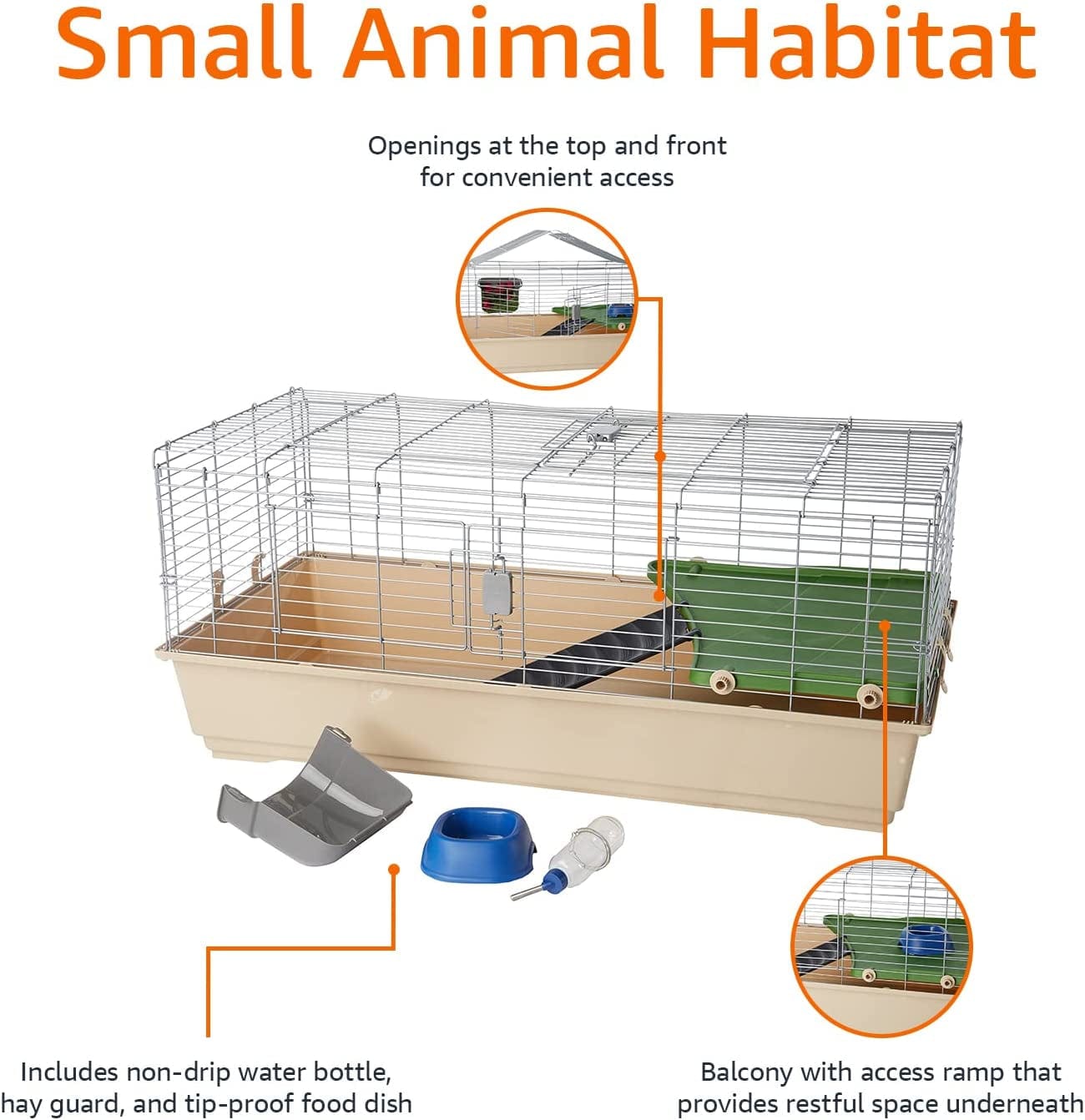 Small Animal Cage Habitat with Accessories - 49 X 27 X 21 Inches, Jumbo