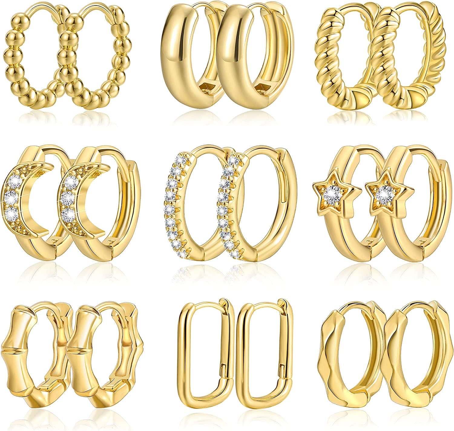 Small Gold Huggie Hoop Earrings Set for Women Girls, Hypoallergenic Twisted Cartilage Hoops, Tiny Silver Hoop Earrings Jewelry for Multiple Piercing Hoop,Huggie