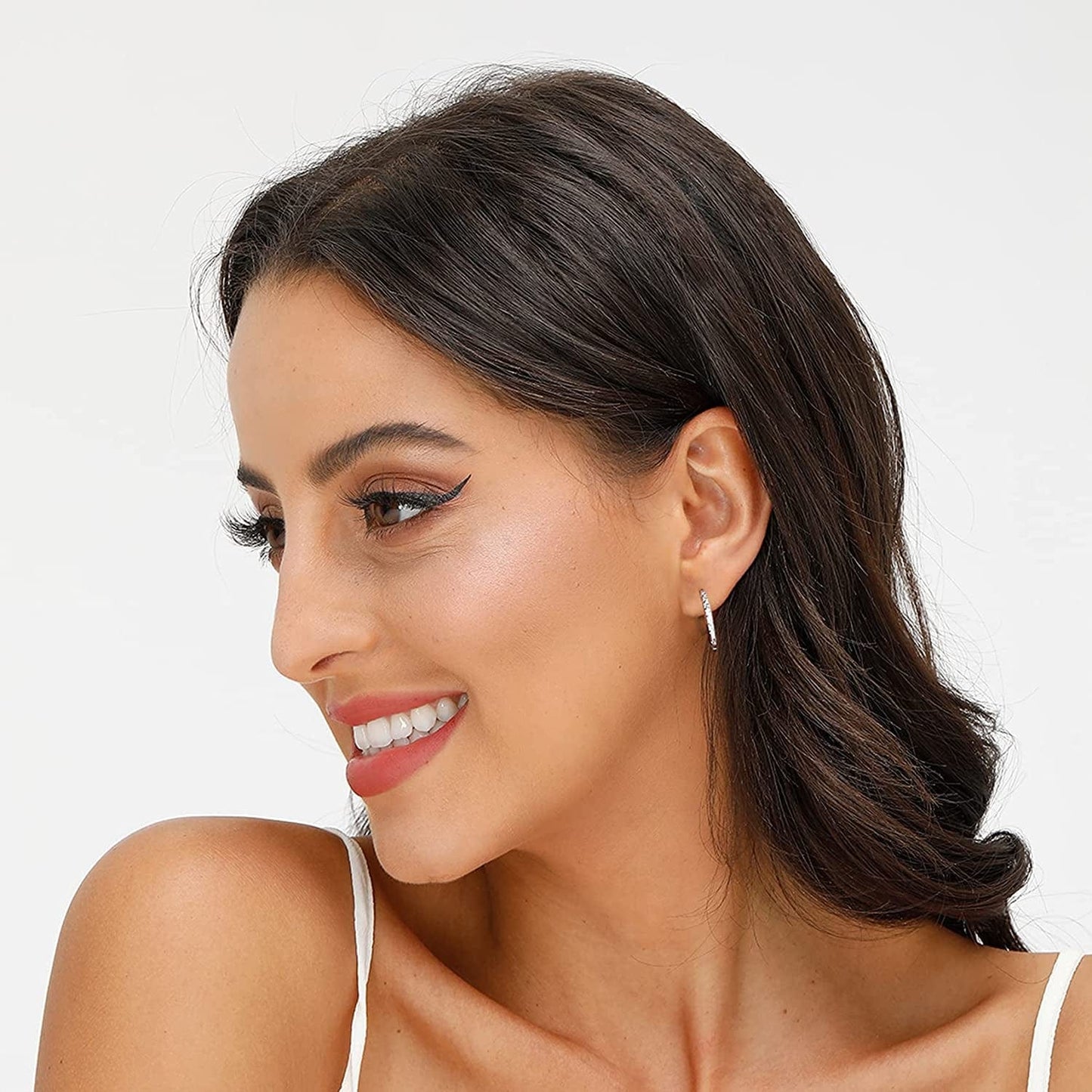 Small Sterling Silver Stud Earrings Set Tiny Cartilage Huggie Hoop Earrings Cubic Zirconia Cuff Earrings Silver Hoop Earrings for Women Men Girls