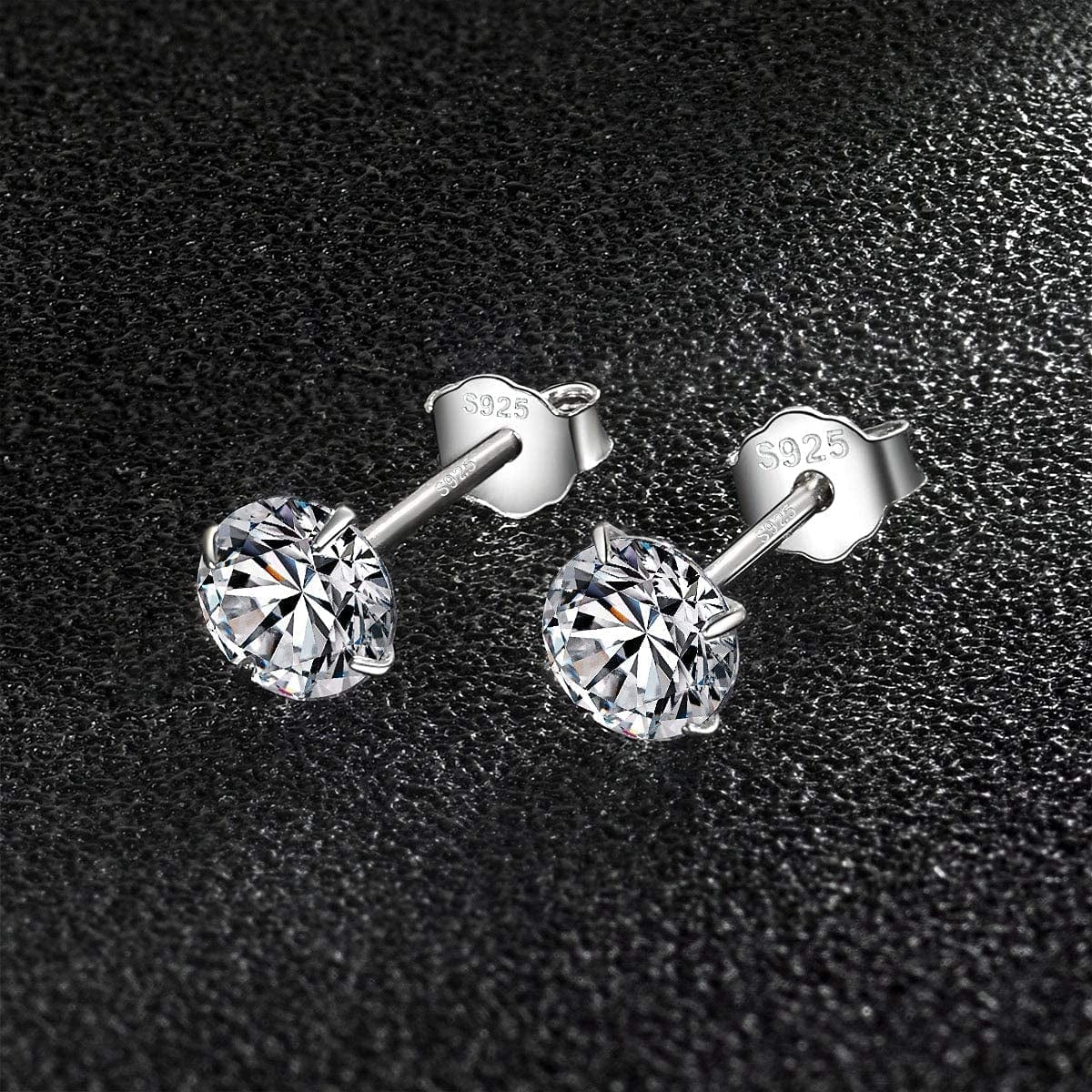 Small Sterling Silver Stud Earrings Set Tiny Cartilage Huggie Hoop Earrings Cubic Zirconia Cuff Earrings Silver Hoop Earrings for Women Men Girls
