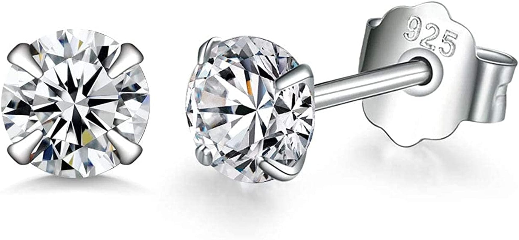 Small Sterling Silver Stud Earrings Set Tiny Cartilage Huggie Hoop Earrings Cubic Zirconia Cuff Earrings Silver Hoop Earrings for Women Men Girls