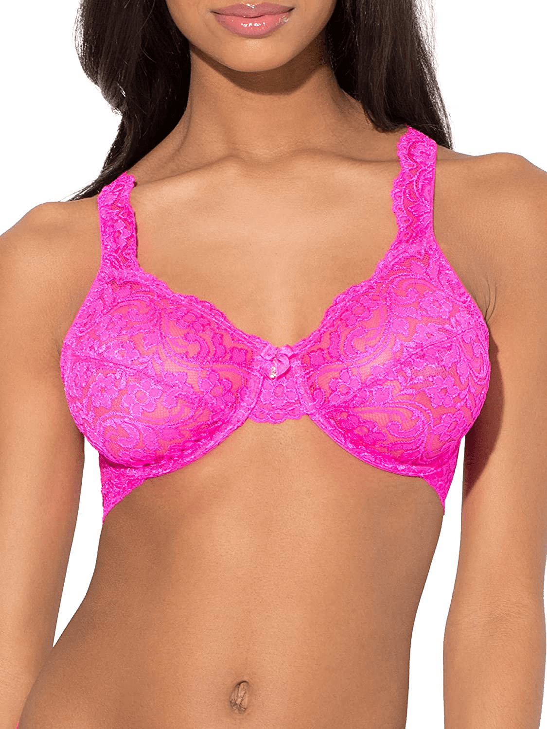 Smart & Sexy Women's Curvy Signature Lace Unlined Underwire Bra with Added Support Medium Pink / Standard / 46DD