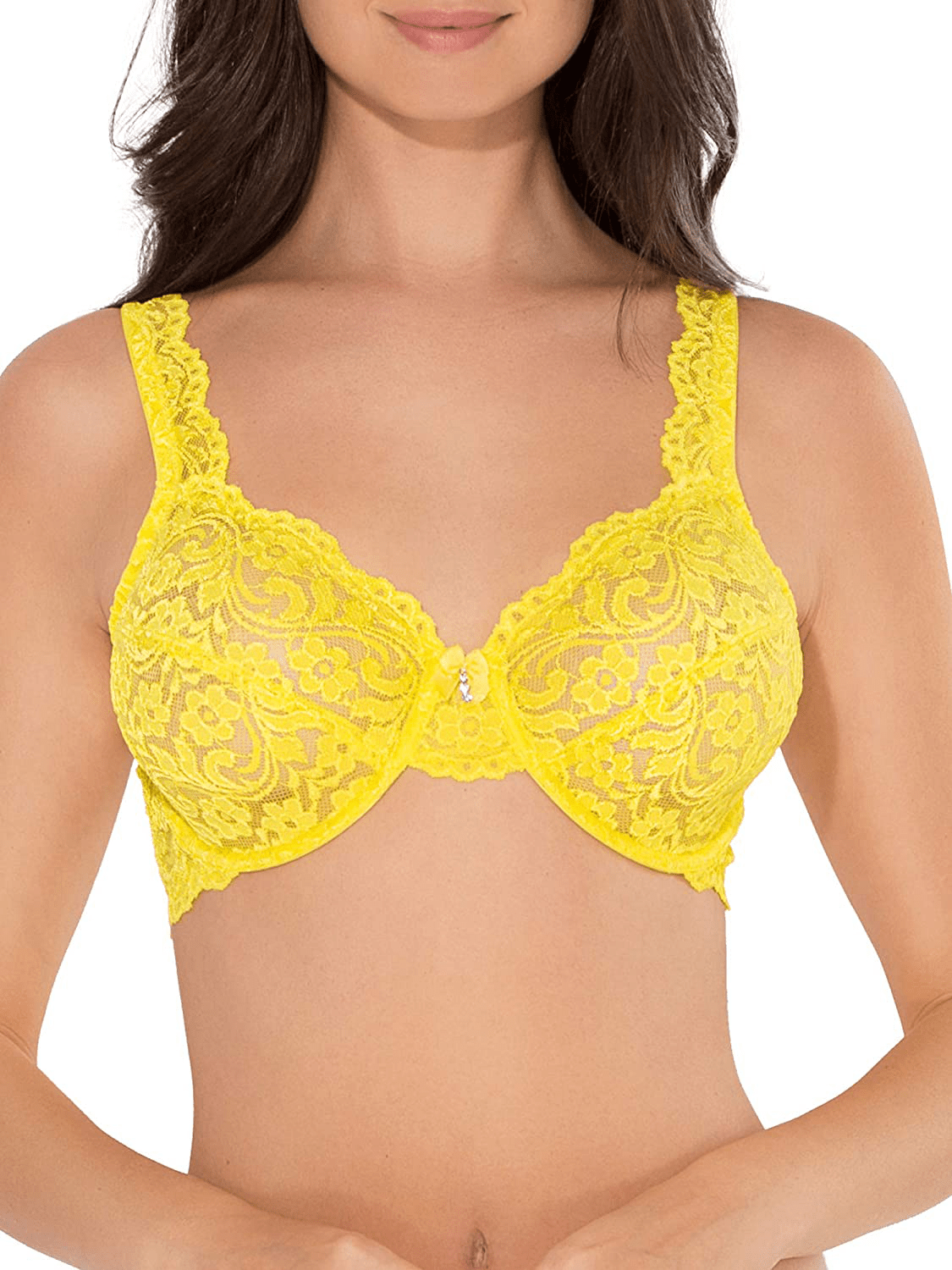 Smart & Sexy Women's Curvy Signature Lace Unlined Underwire Bra with Added Support Cabana Banana / Standard / 36DD