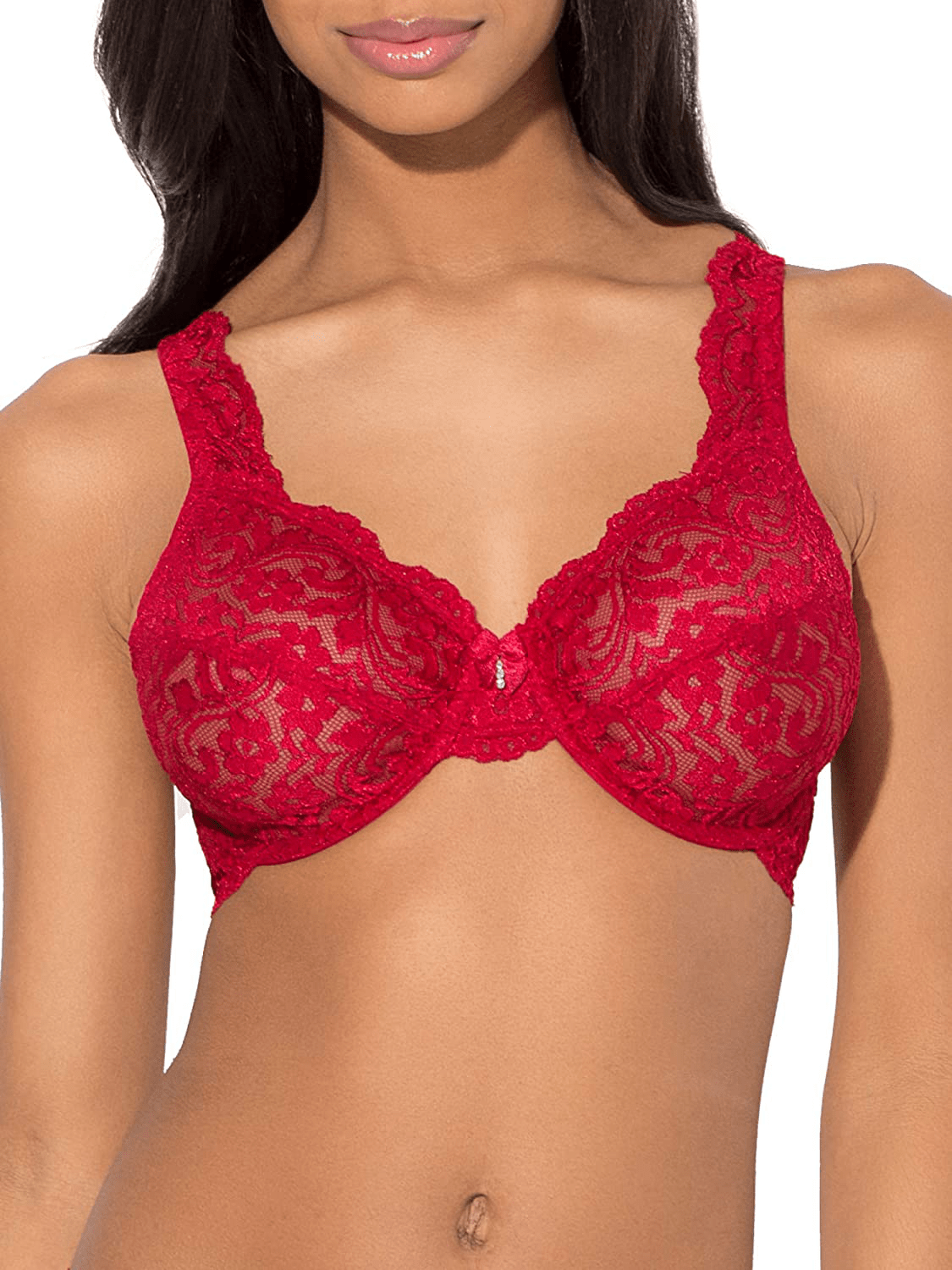 Smart & Sexy Women's Curvy Signature Lace Unlined Underwire Bra with Added Support No No Red / plus-size / 38C