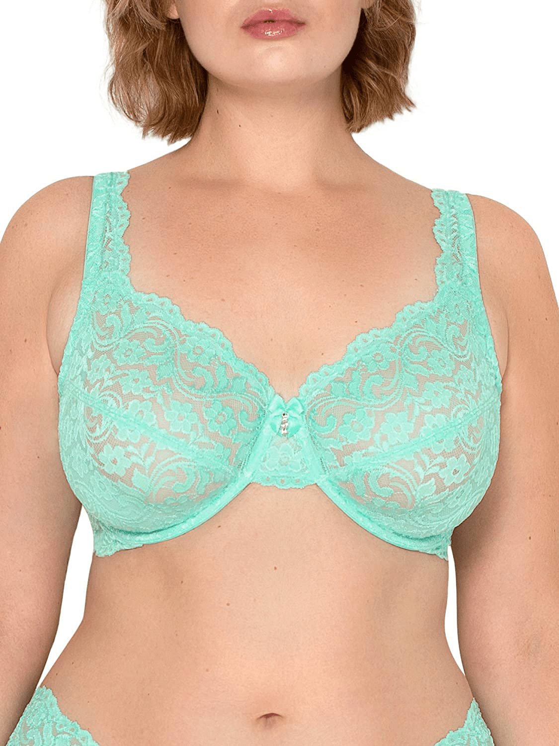 Smart & Sexy Women's Curvy Signature Lace Unlined Underwire Bra with Added Support Mint Chip / Standard / 34D