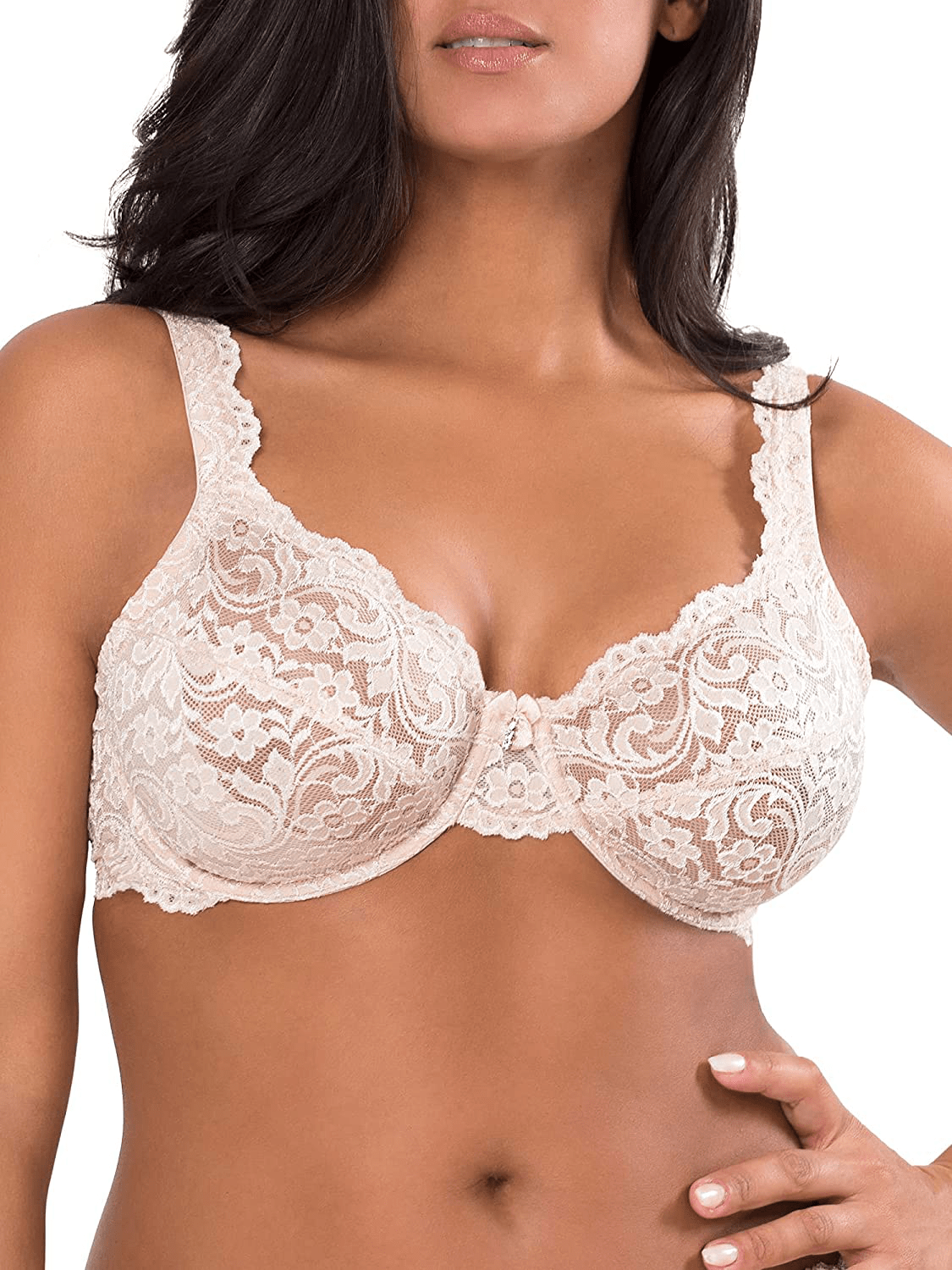 Smart & Sexy Women's Curvy Signature Lace Unlined Underwire Bra with Added Support In the Buff / plus-size / 38DDD