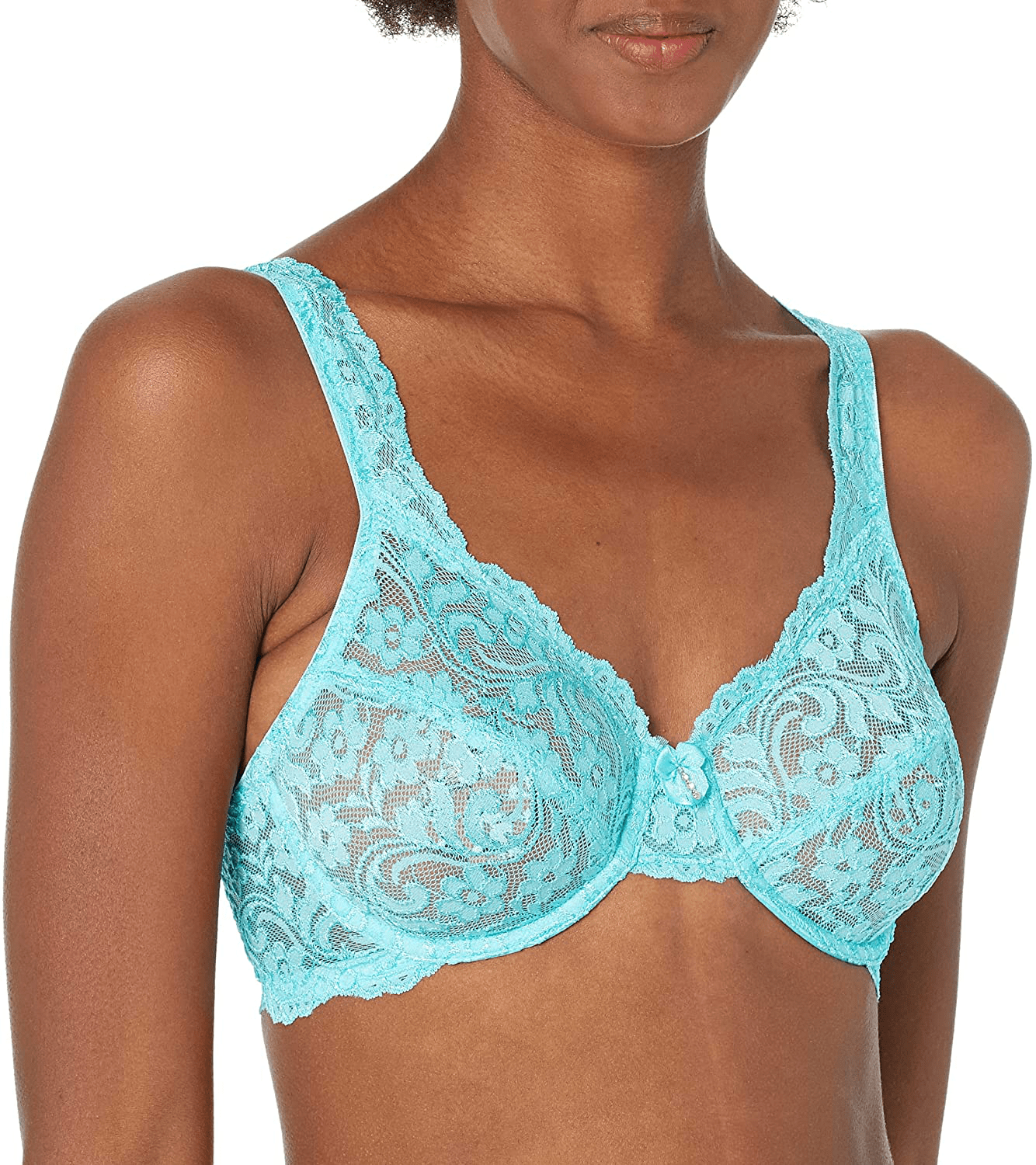 Smart & Sexy Women's Curvy Signature Lace Unlined Underwire Bra with Added Support Blue Radiance / Standard / 34C