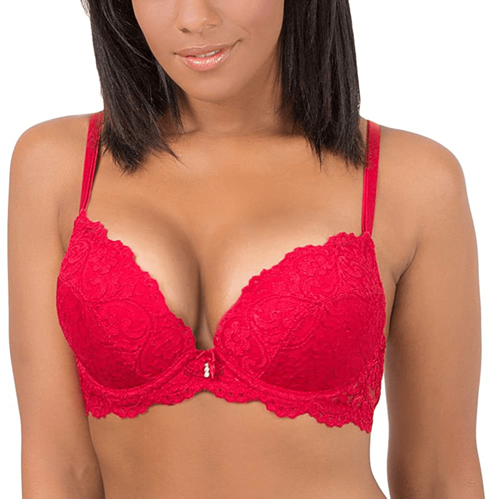 Smart & Sexy Women's Maximum Cleavage Underwire Push up Bra No No Red / 32A