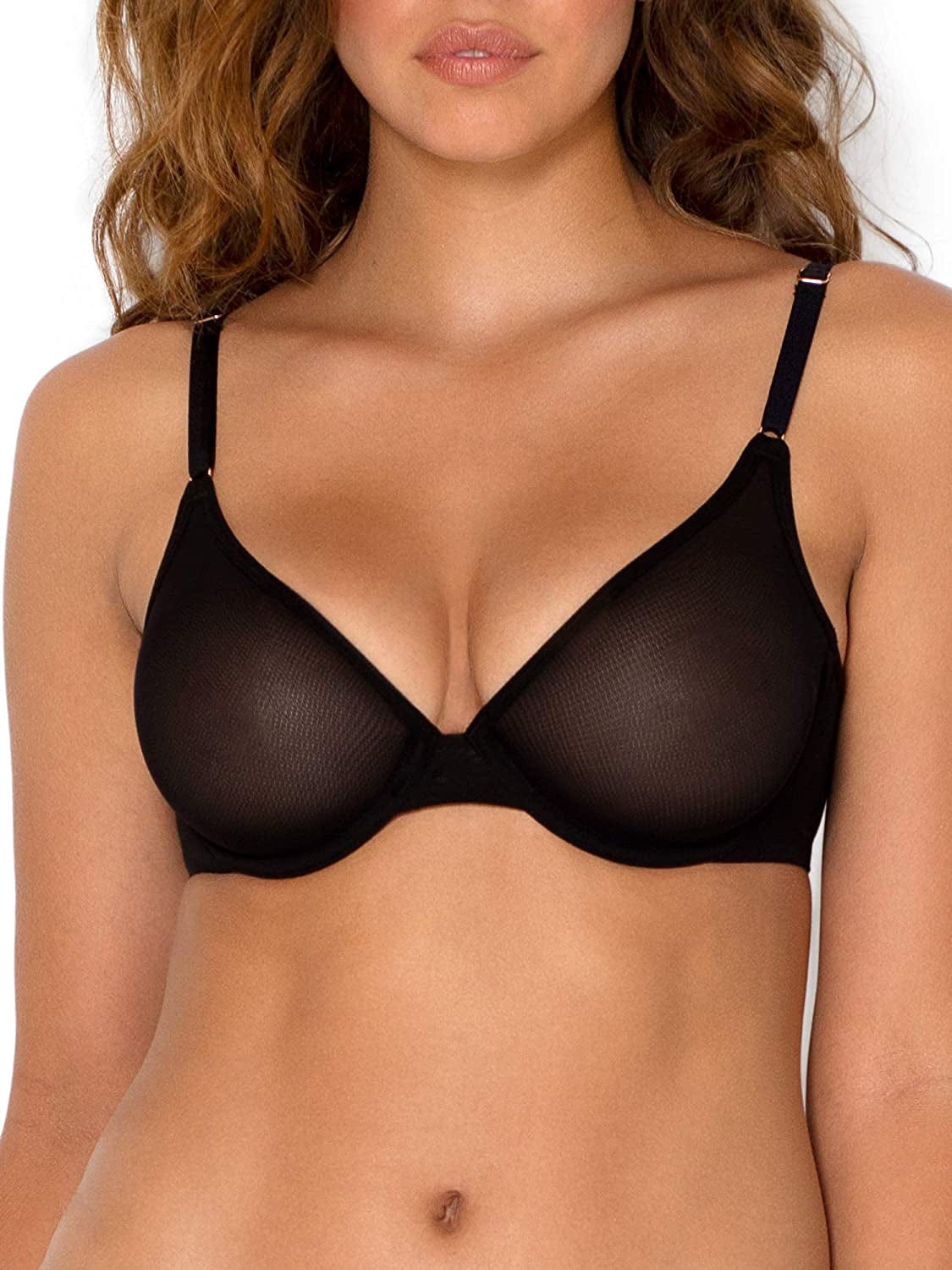Smart & Sexy Women'S Sheer Mesh Demi Underwire Bra Black Hue (Mesh) / Standard / 34D