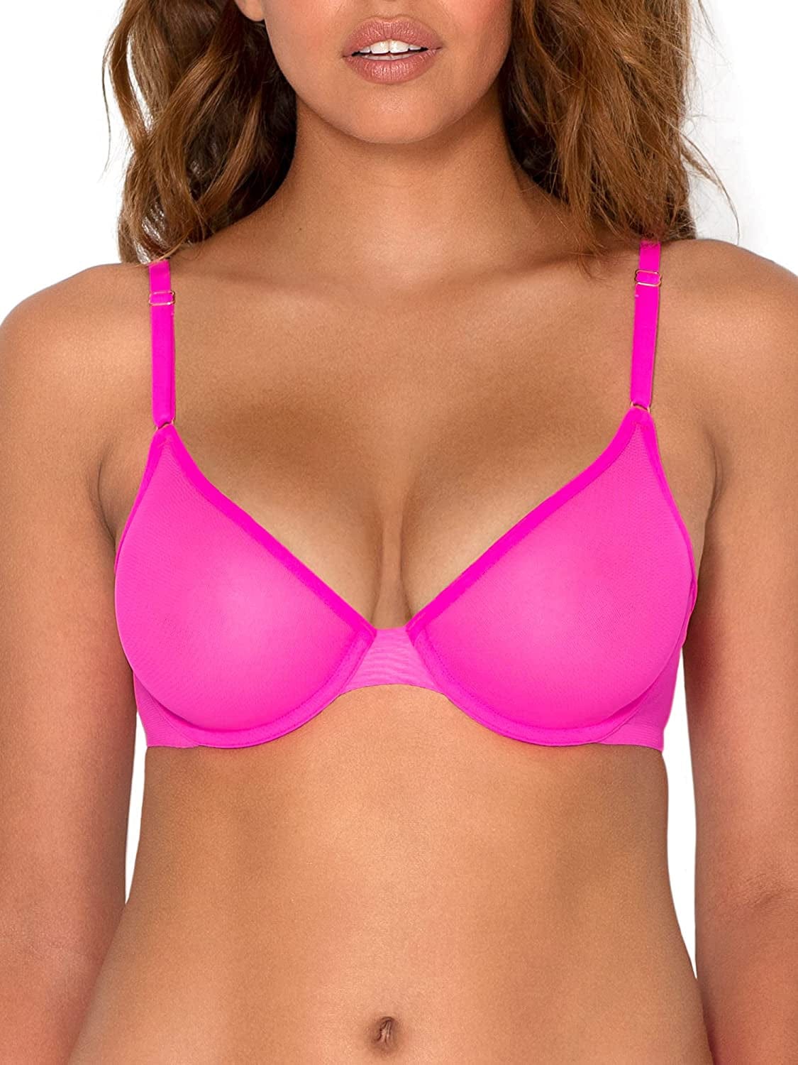 Smart & Sexy Women'S Sheer Mesh Demi Underwire Bra Electric Pink (Mesh) / Standard / 34C