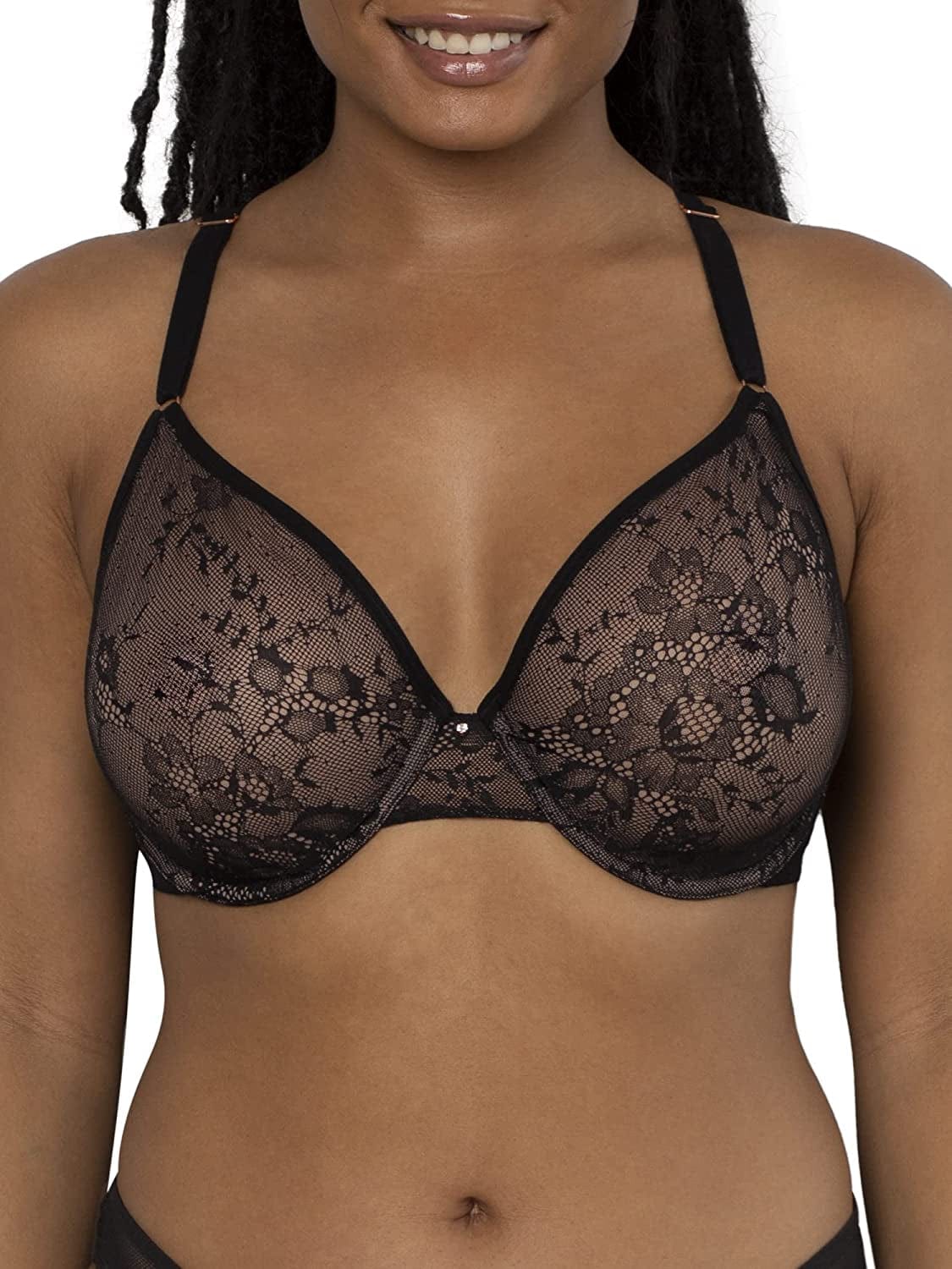 Smart & Sexy Women'S Sheer Mesh Demi Underwire Bra Black Hue With Ballet Fever (Smooth Lace) / Standard / 36C