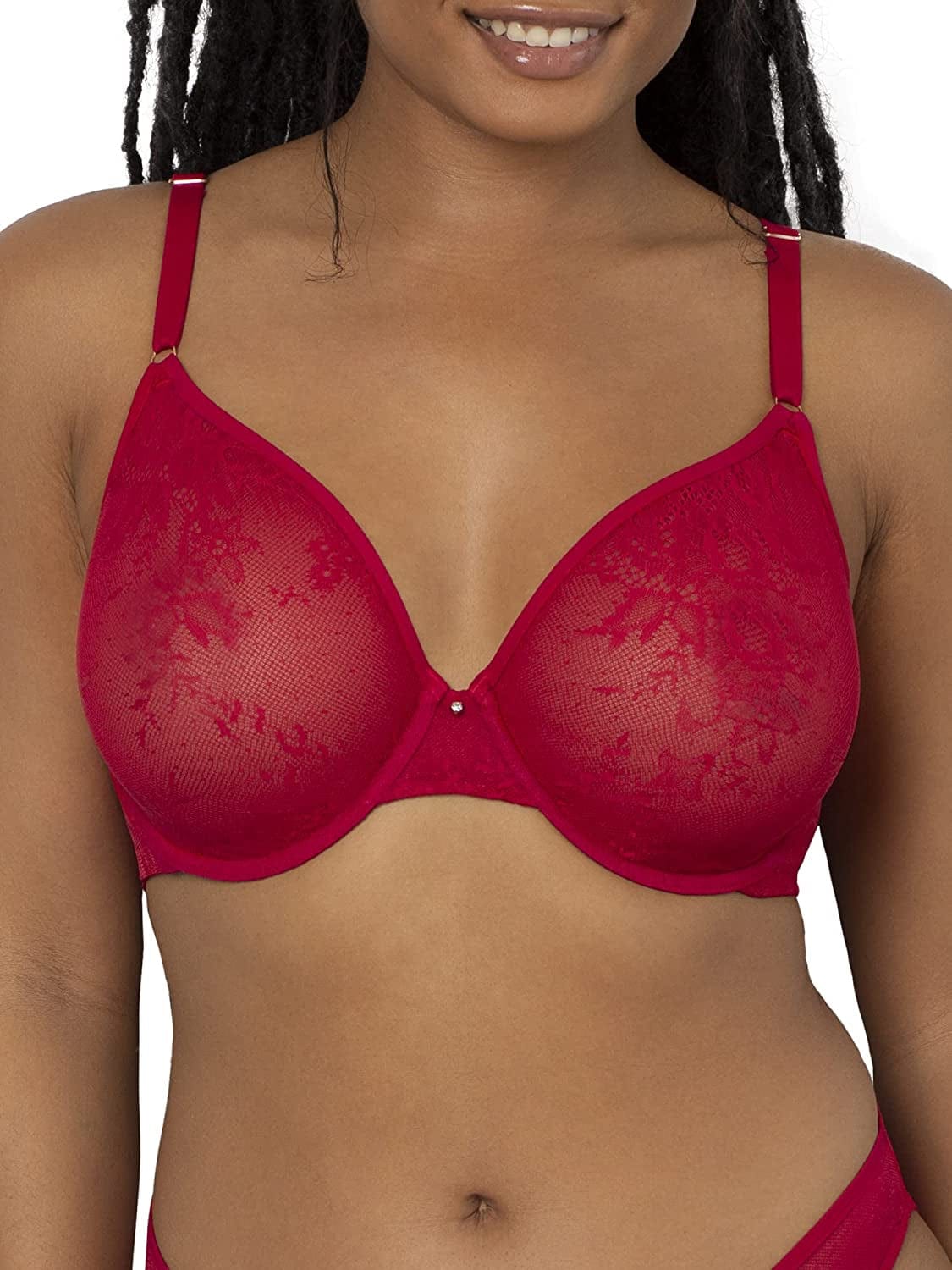 Smart & Sexy Women'S Sheer Mesh Demi Underwire Bra No No Red (Smooth Lace) / Standard / 36D