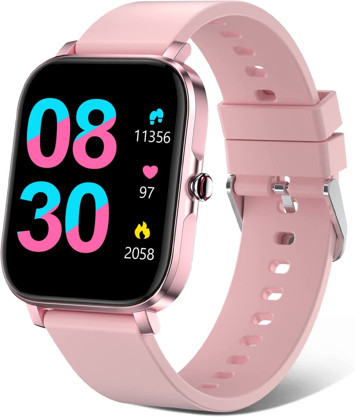 Smart Watch, Fitness Tracker Smartwatch for Android/ Ios Phones, 1.69" Full Touch Screen with Heart Rate Monitor, Step Counter, IP68 Waterproof Smart Watches for Man/ Women Pink