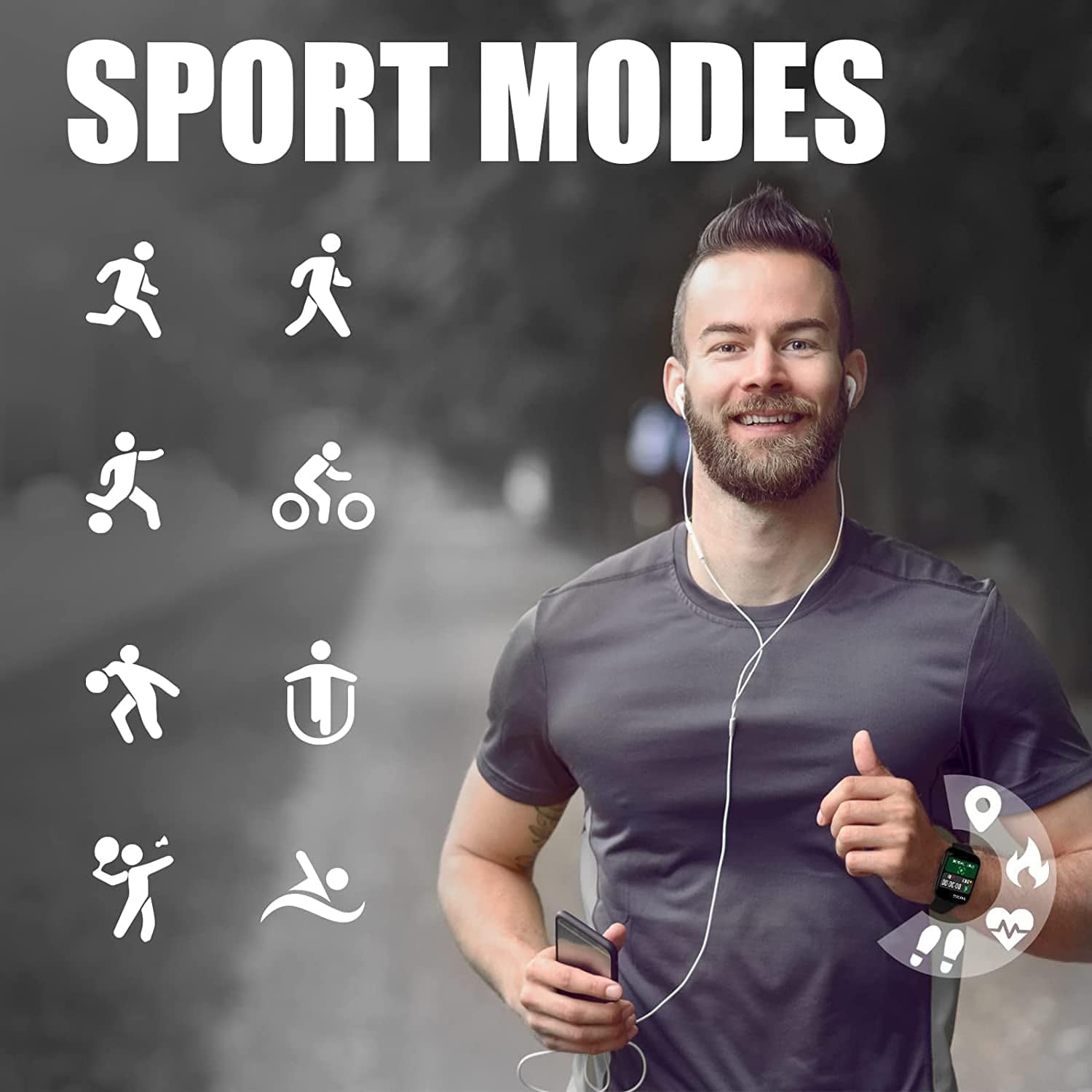 Smart Watch, Fitness Tracker Smartwatch for Android/ Ios Phones, 1.69" Full Touch Screen with Heart Rate Monitor, Step Counter, IP68 Waterproof Smart Watches for Man/ Women