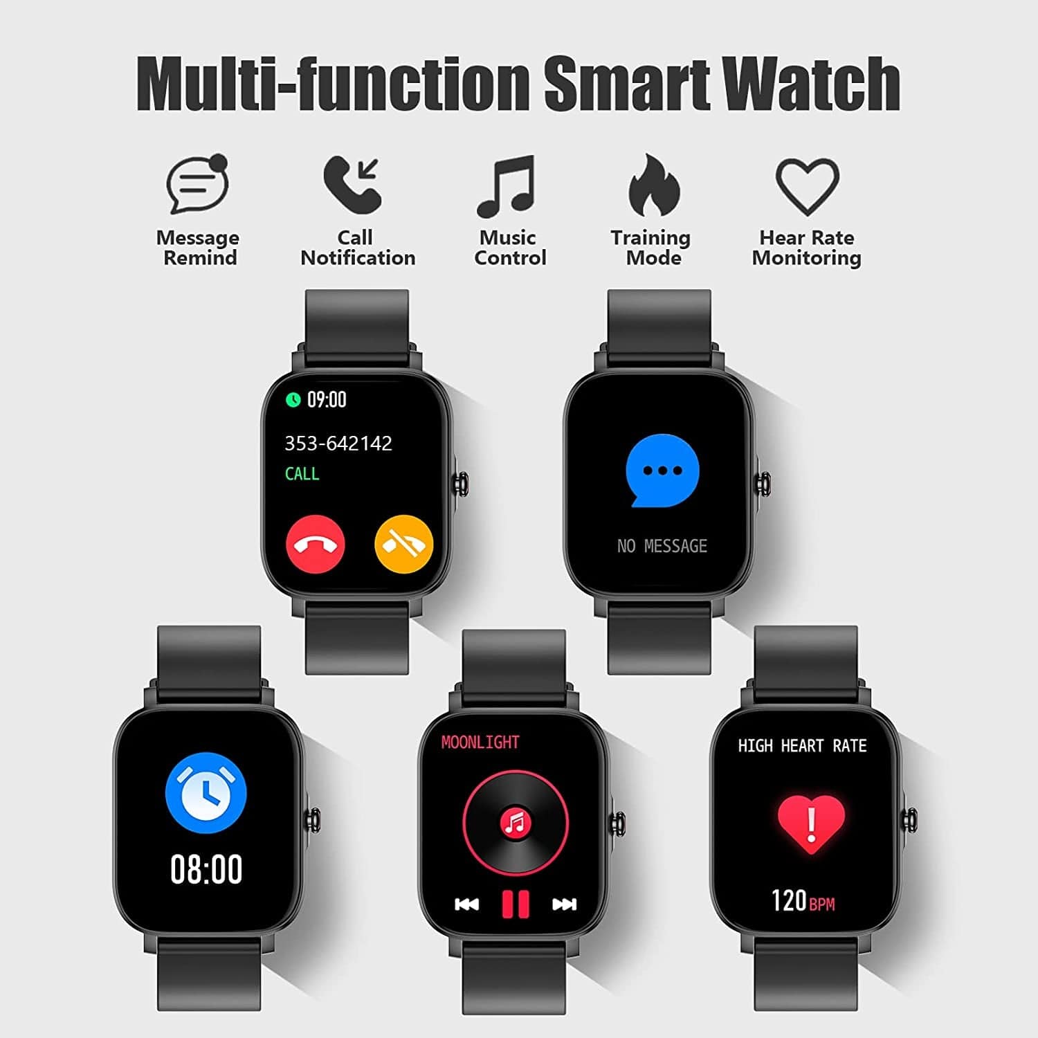 Smart Watch, Fitness Tracker Smartwatch for Android/ Ios Phones, 1.69" Full Touch Screen with Heart Rate Monitor, Step Counter, IP68 Waterproof Smart Watches for Man/ Women