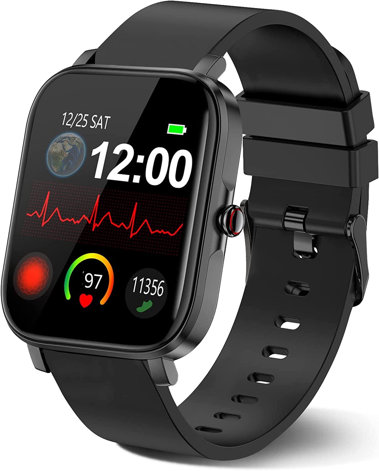 Smart Watch, Fitness Tracker Smartwatch for Android/ Ios Phones, 1.69" Full Touch Screen with Heart Rate Monitor, Step Counter, IP68 Waterproof Smart Watches for Man/ Women Black