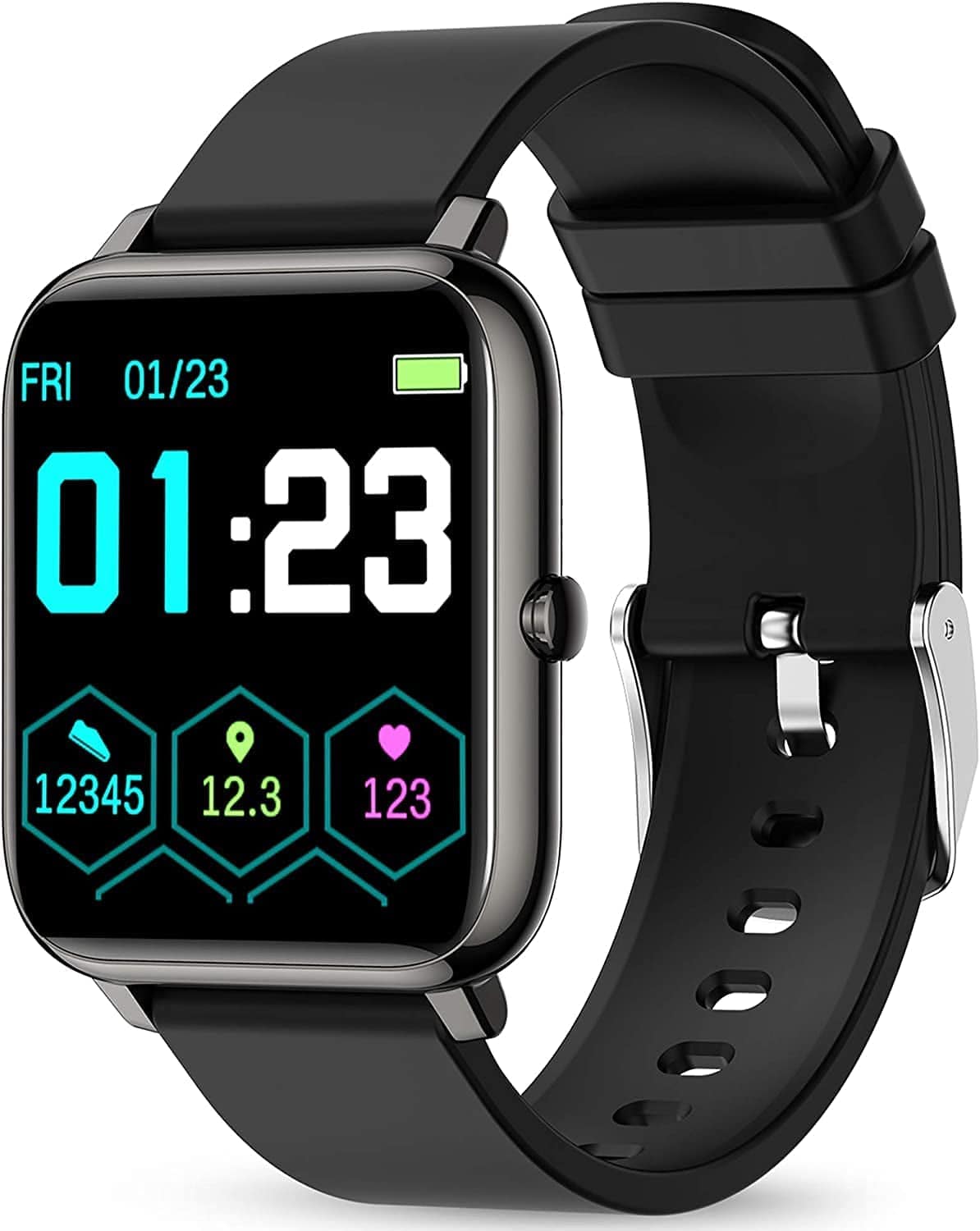 Smart Watch, Fitness Tracker with Heart Rate Monitor, Blood Pressure, Blood Oxygen Tracking, 1.4 Inch Touch Screen Smartwatch Fitness Watch for Women Men Compatible with Android Iphone Ios Black
