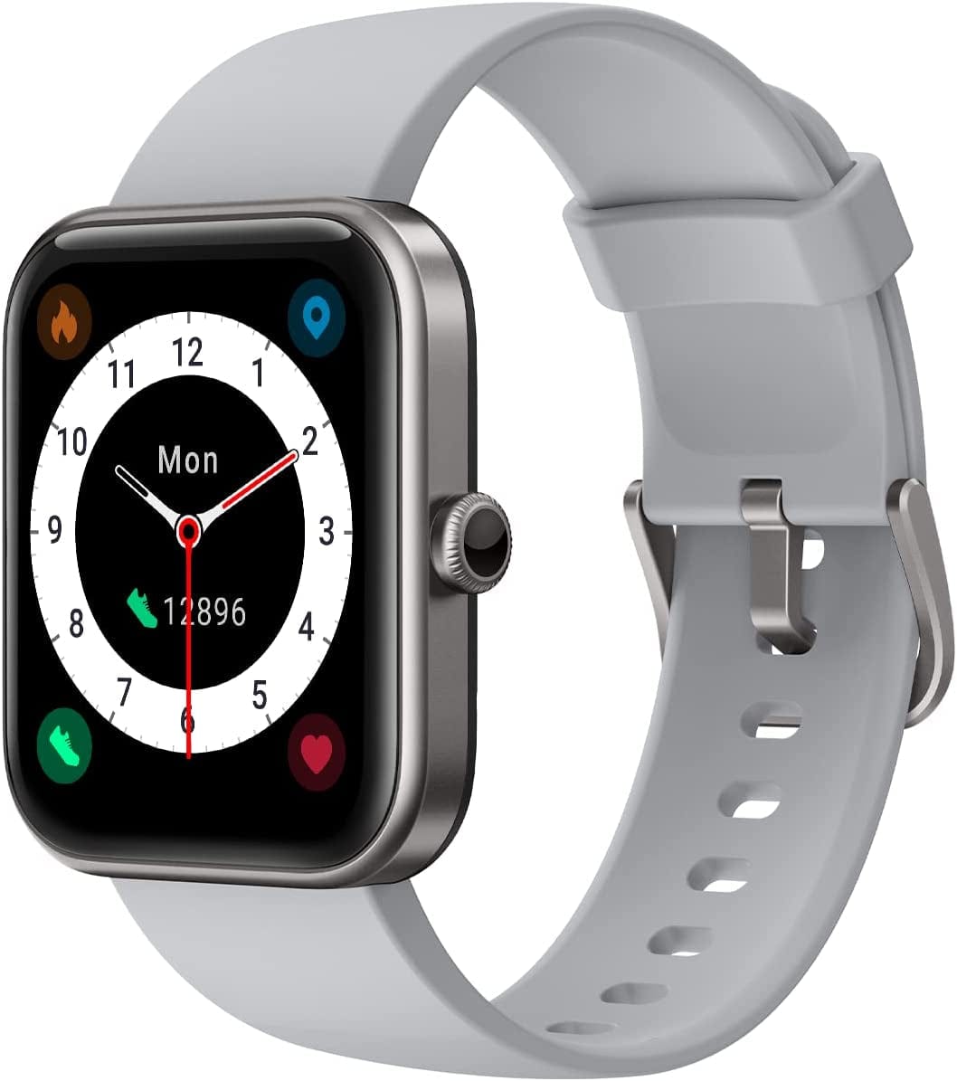 Smart Watch for Android and Ios Phones, Fitness Tracker Watch with Heart Rate Blood Pressure Sleep Monitor IP68 Waterproof, Compatible with Iphone Samsung, Smartwatch for Men Women Gray