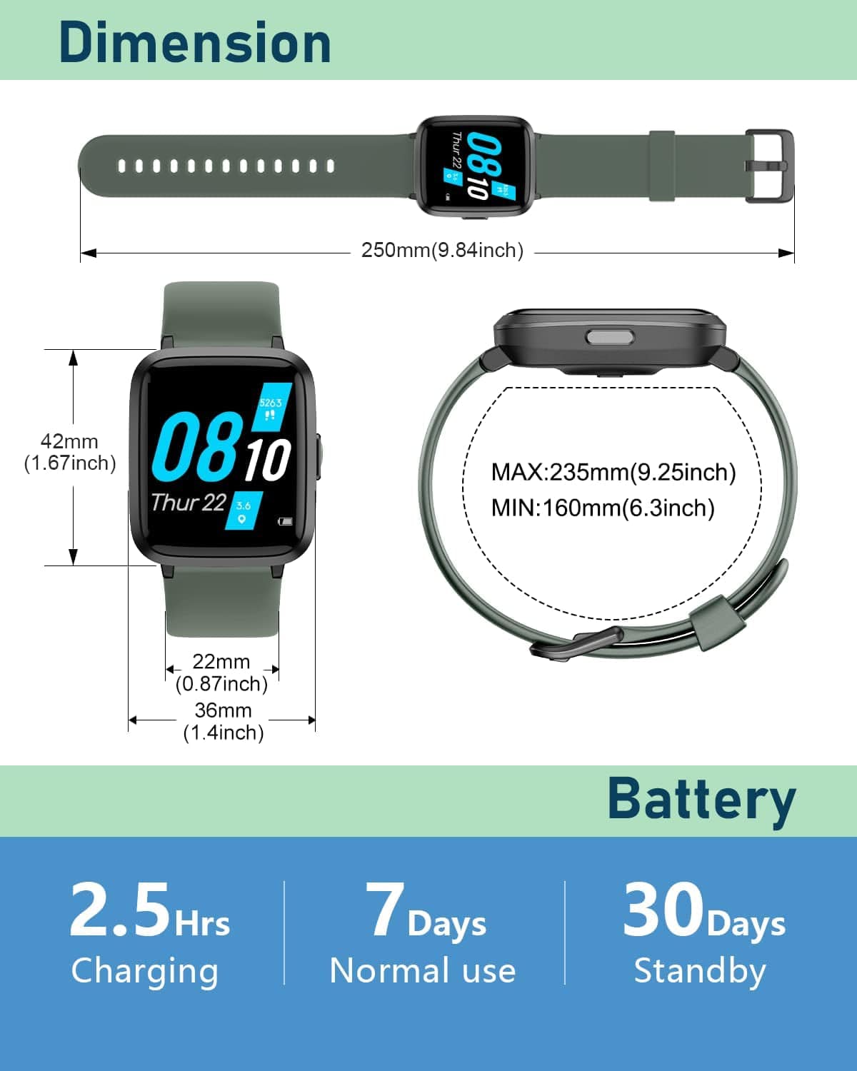 Smart Watch for Android and Ios Phones, Fitness Tracker Watch with Heart Rate Blood Pressure Sleep Monitor IP68 Waterproof, Compatible with Iphone Samsung, Smartwatch for Men Women