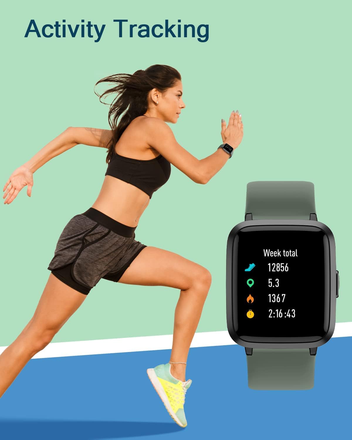 Smart Watch for Android and Ios Phones, Fitness Tracker Watch with Heart Rate Blood Pressure Sleep Monitor IP68 Waterproof, Compatible with Iphone Samsung, Smartwatch for Men Women