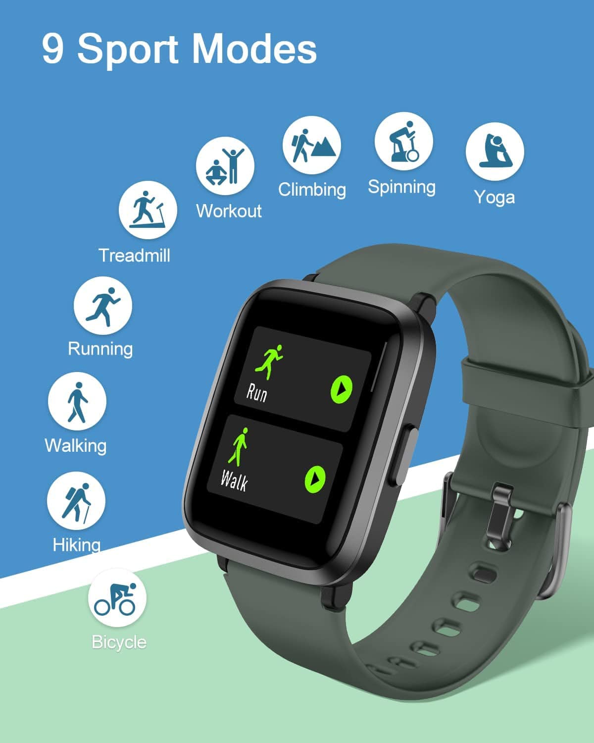 Smart Watch for Android and Ios Phones, Fitness Tracker Watch with Heart Rate Blood Pressure Sleep Monitor IP68 Waterproof, Compatible with Iphone Samsung, Smartwatch for Men Women