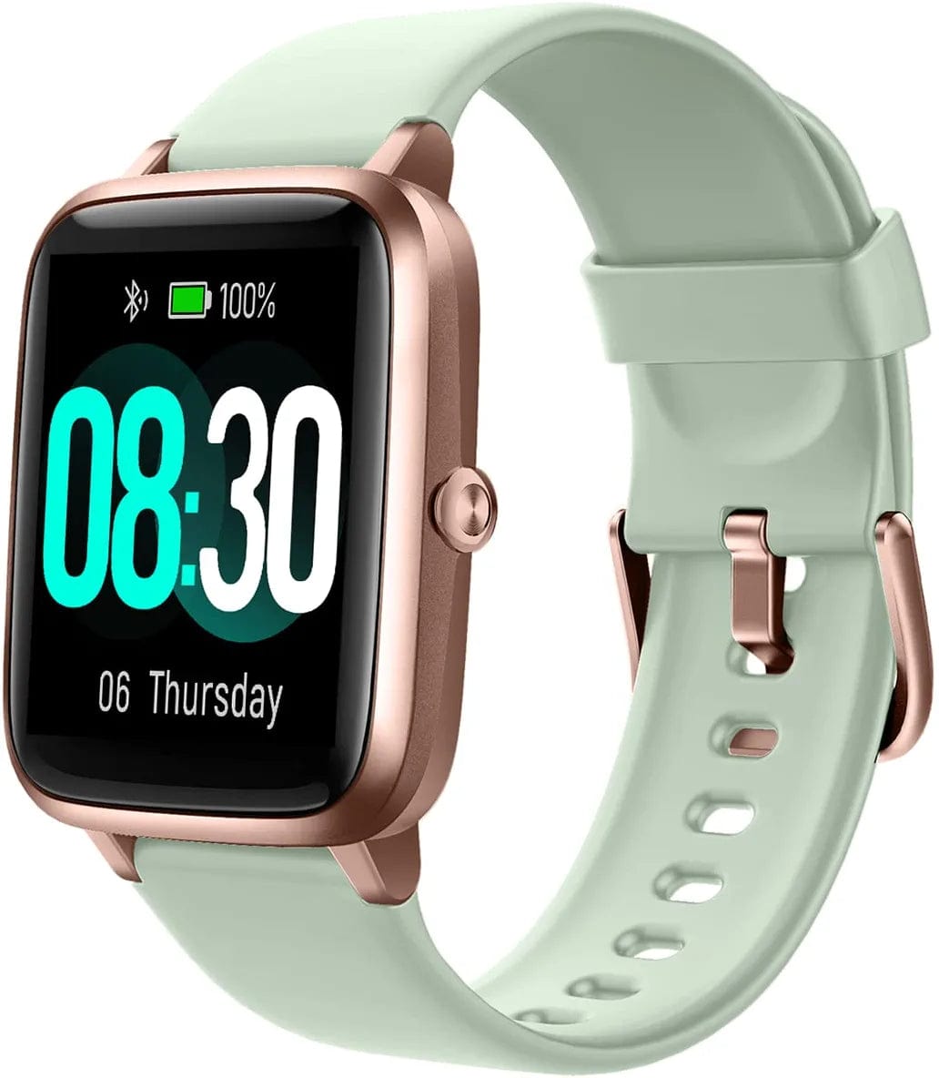 Smart Watch for Ios and Android Phones, Watches for Women IP68 Waterproof Smartwatch Fitness Tracker Watch with Heart Rate/Sleep Monitor Steps Calories Counter (Pink) Light Green-Gold