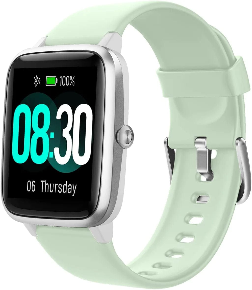 Smart Watch for Ios and Android Phones, Watches for Women IP68 Waterproof Smartwatch Fitness Tracker Watch with Heart Rate/Sleep Monitor Steps Calories Counter (Pink) Light Green-Silver