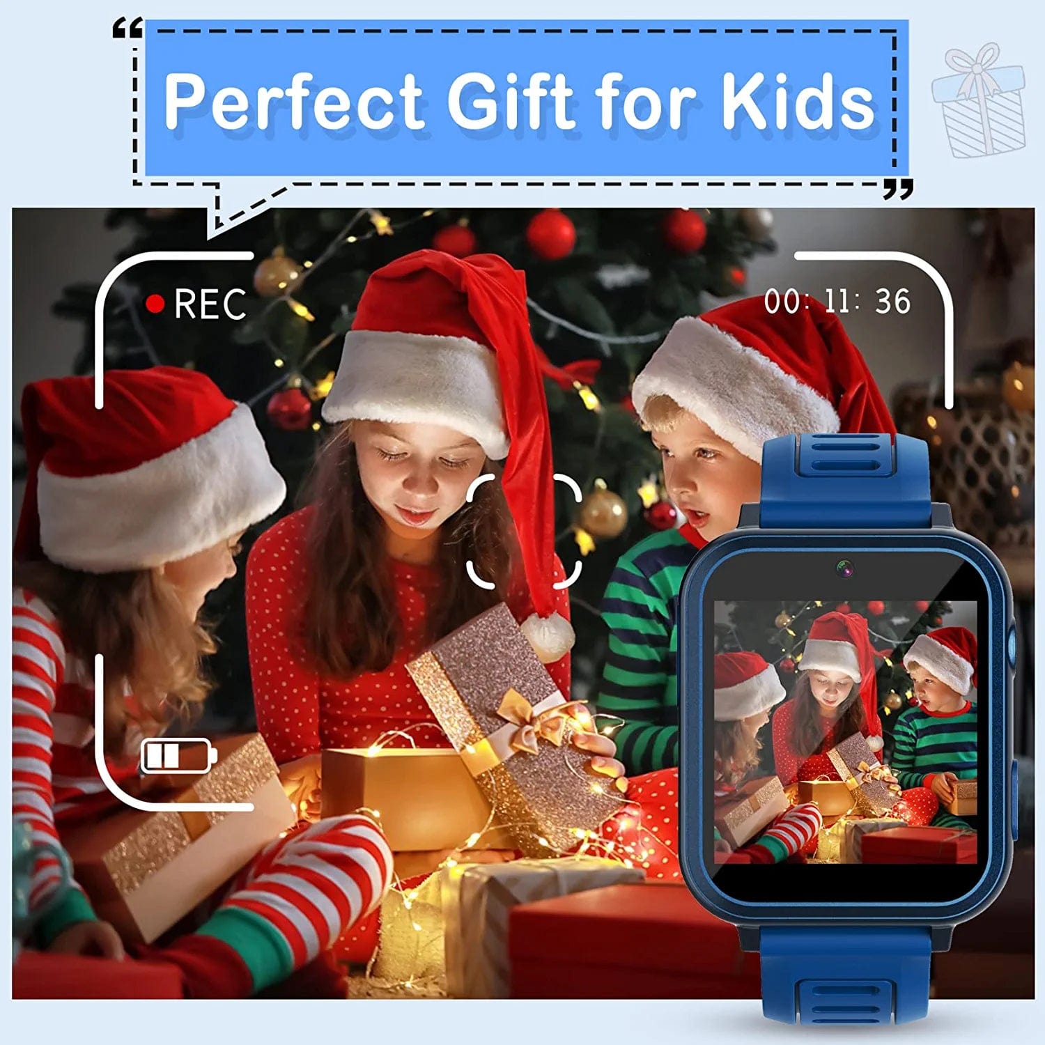 Smart Watch for Kids Boys, Kids Smart Watch Boys with 24 Games Alarm Clock Calendaring Camera Music Player Time Display Video & Audio Recording, Toys for 3-12 Years Old Boys Touchscreen Toddler Watch