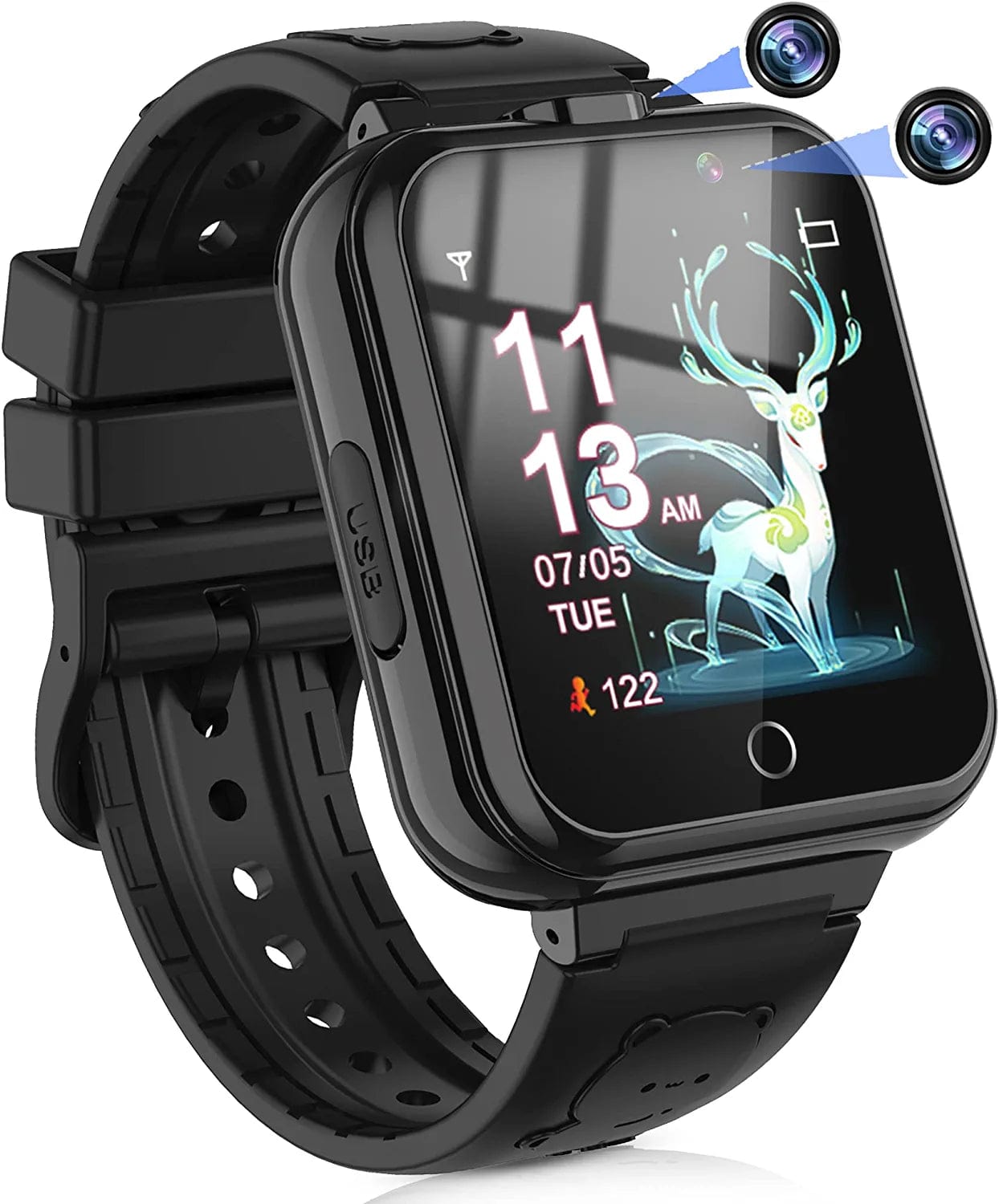 Smart Watch for Kids Girls Boys, Kids Watches with Dual Cameras 24 Learning Games Music Video Pedometer Alarm Calculator Watches, Gift for 3-10 Years Olds Girls Boys(Pink) Black