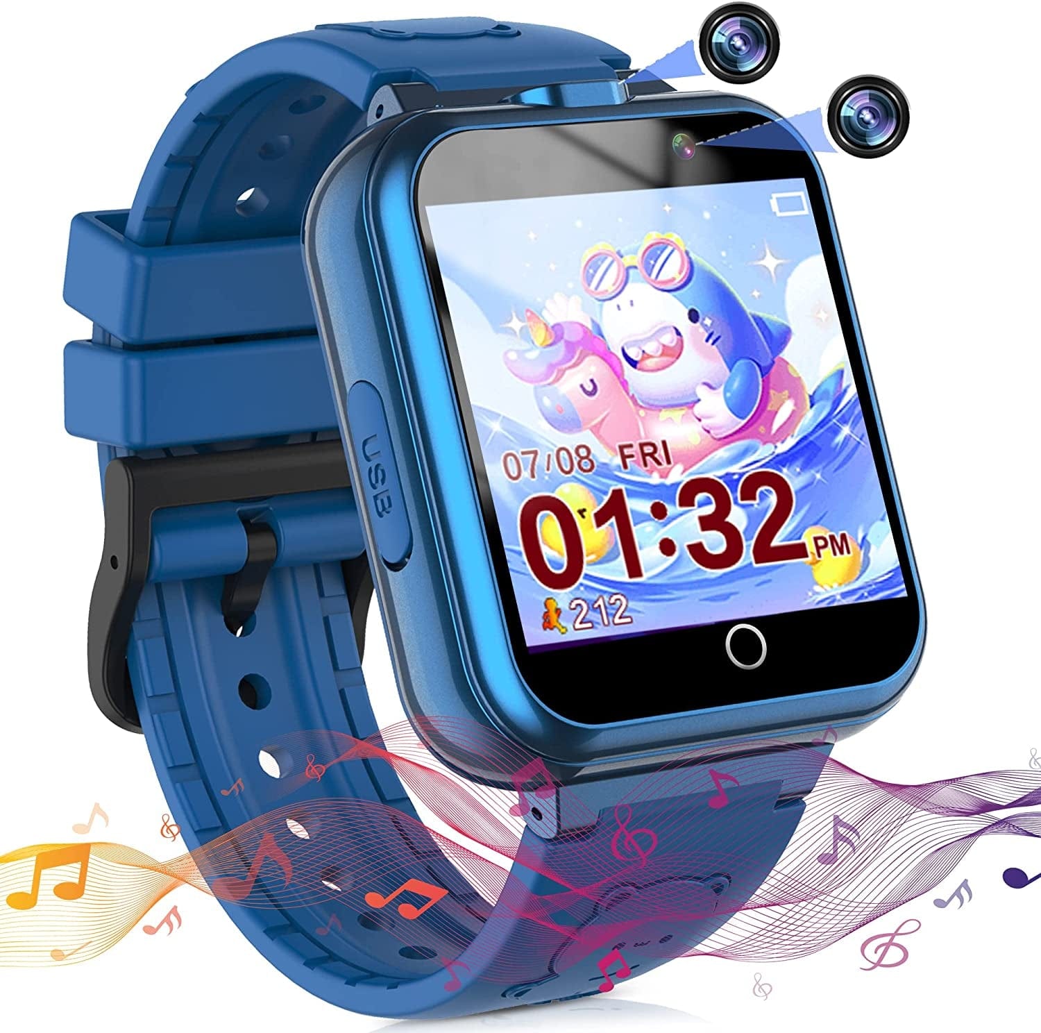 Smart Watch for Kids Girls Boys, Kids Watches with Dual Cameras 24 Learning Games Music Video Pedometer Alarm Calculator Watches, Gift for 3-10 Years Olds Girls Boys(Pink) Blue