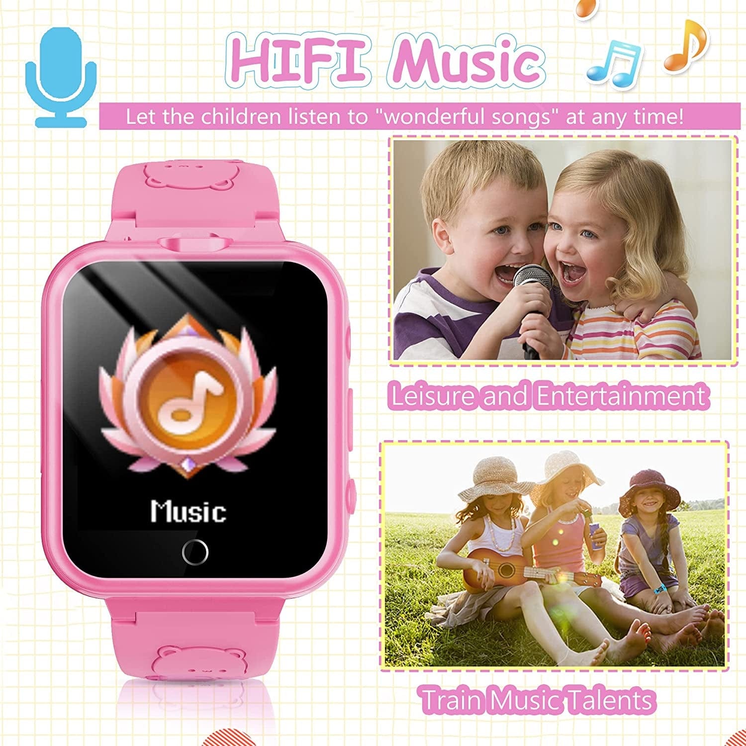 Smart Watch for Kids Girls Boys, Kids Watches with Dual Cameras 24 Learning Games Music Video Pedometer Alarm Calculator Watches, Gift for 3-10 Years Olds Girls Boys(Pink)