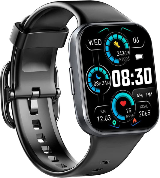 Smart Watch for Men Women, 1.69'' Fitness Tracker Health Monitor for Heart Rate, Blood Oxygen, Sleep,25 Sport Modes Activity Trackers IP68 Waterproof,Message Notification Fitness Watch for Android Ios Black / 1.69 Inches