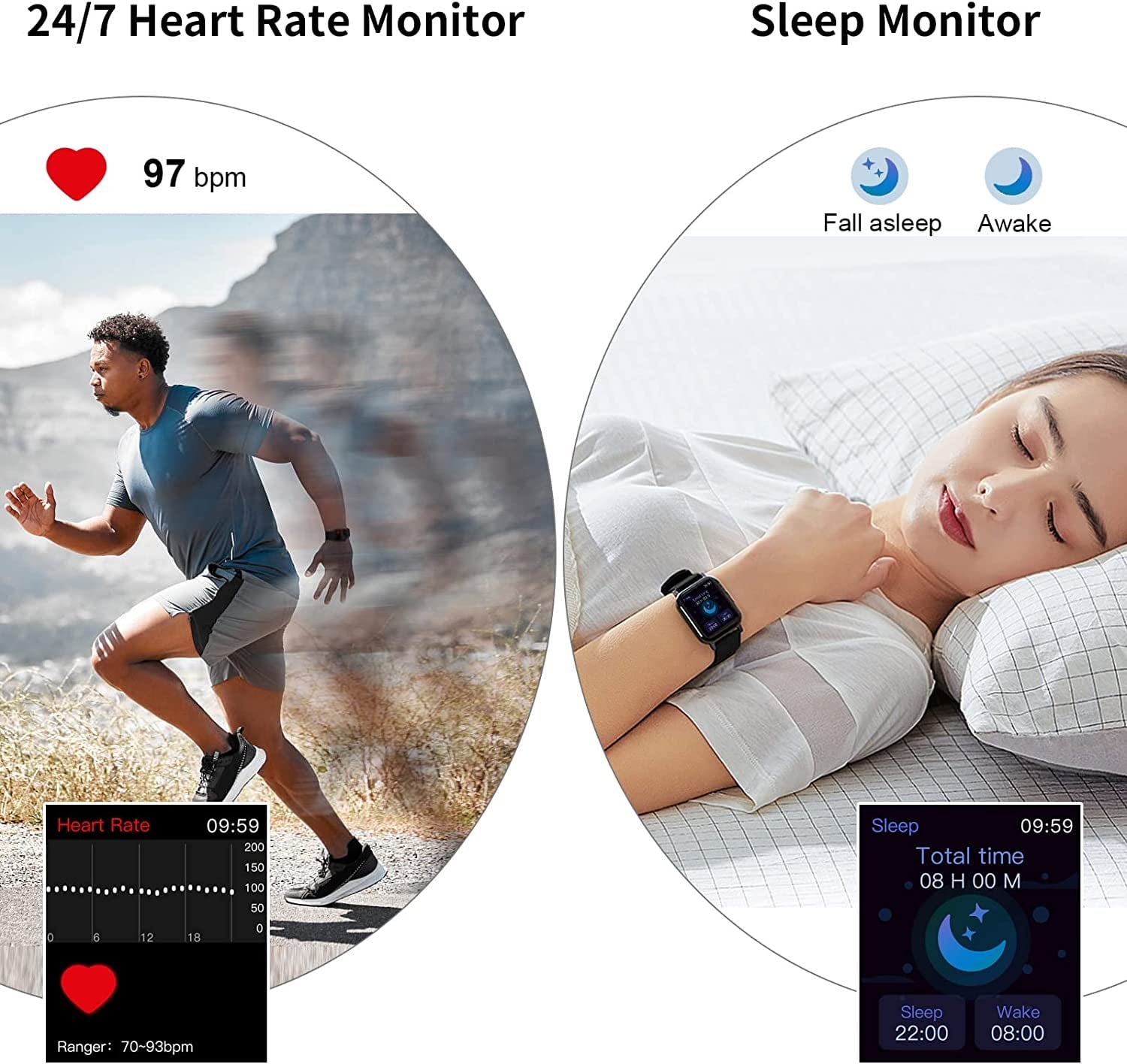 Smart Watch for Men Women, 1.69" HD Screen Activity Tracker Smartwatch, Fitness Tracker with Heart Rate/Sleep Monitor, 25 Sport Modes IP68 Waterproof, Pedometer, Fitness Watch for Android Ios Phones