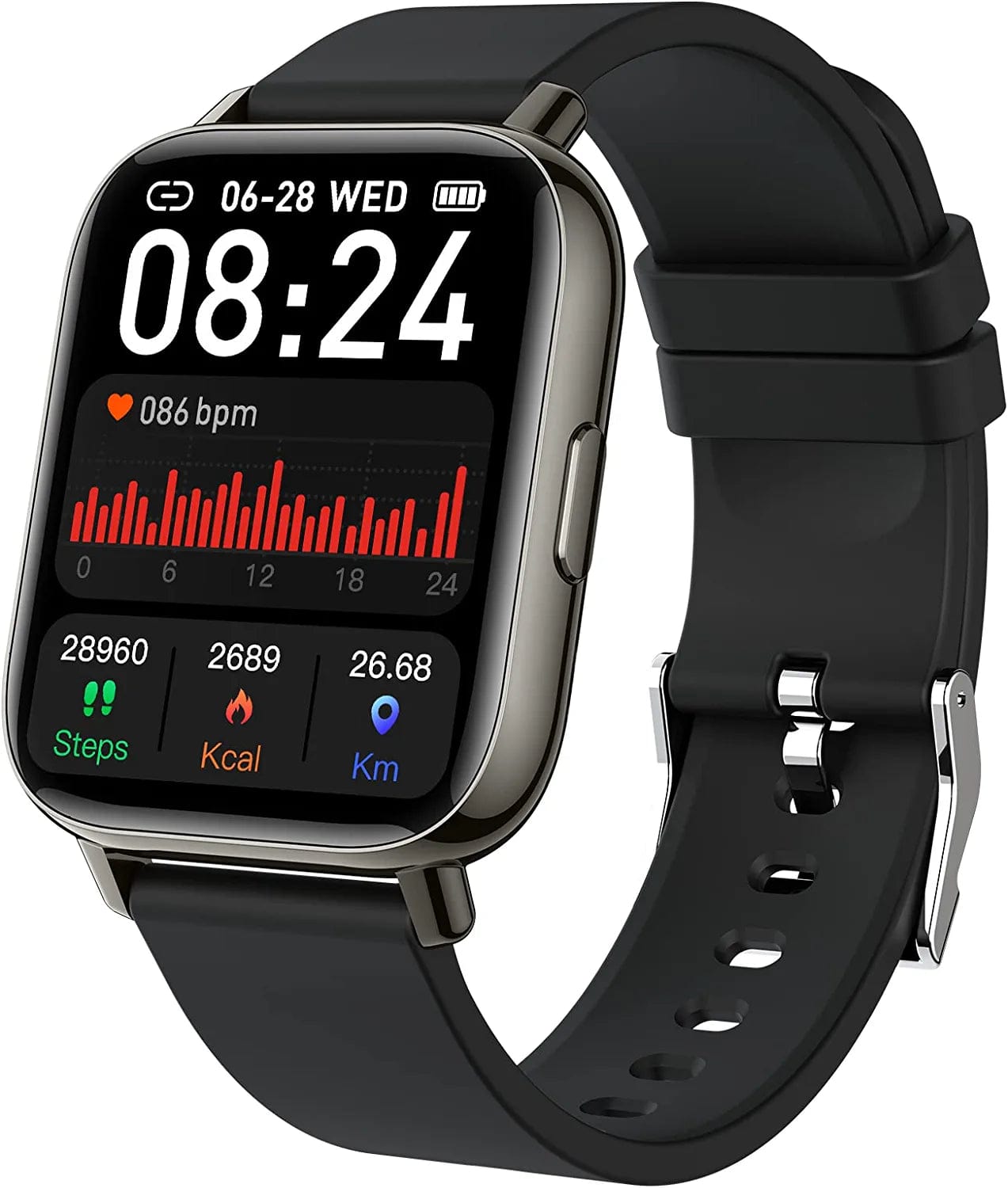 Smart Watch for Men Women, 2022 Fitness Tracker 1.69" Touch Screen Smartwatch Fitness Watch 25 Sports IP68 Waterproof, Heart Rate/Sleep Monitor/Pedometer/Calories, Activity Tracker for Android Iphone Dark Black / 1.69 inch